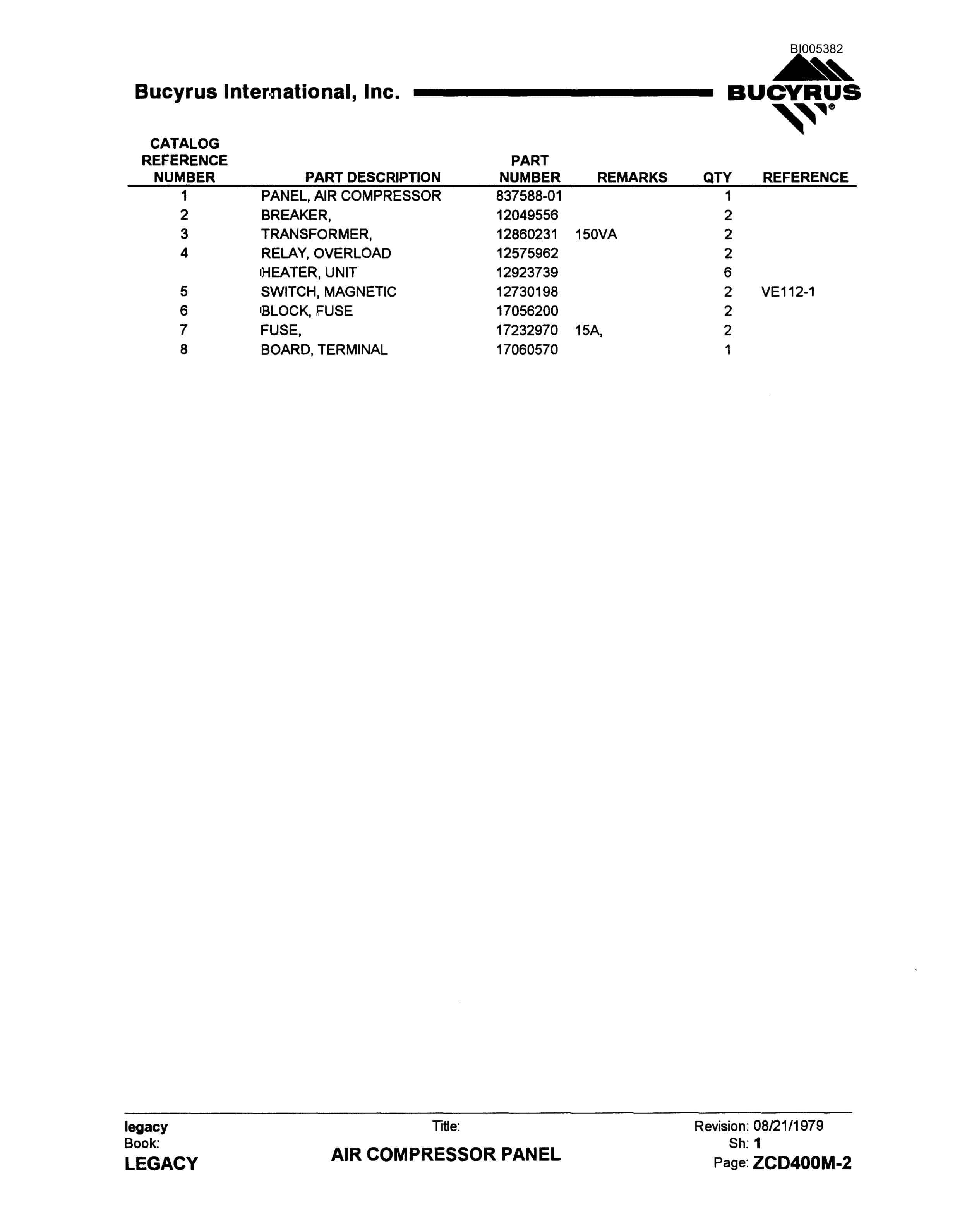 Bucyrus 1370W Dragline Parts Catalog BI005382-4