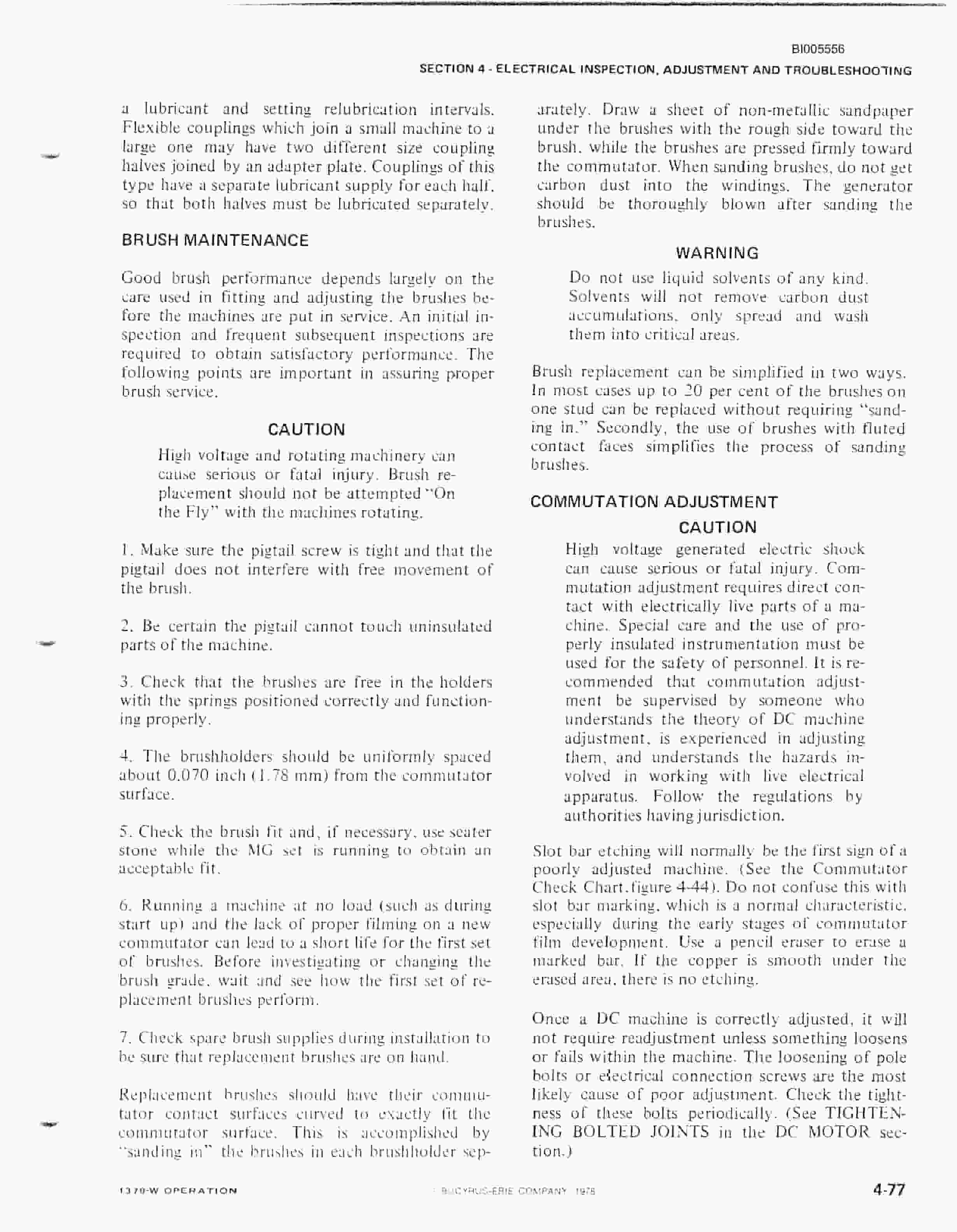 Bucyrus 1370W Walking Dragline Technical Manual BI005556-3