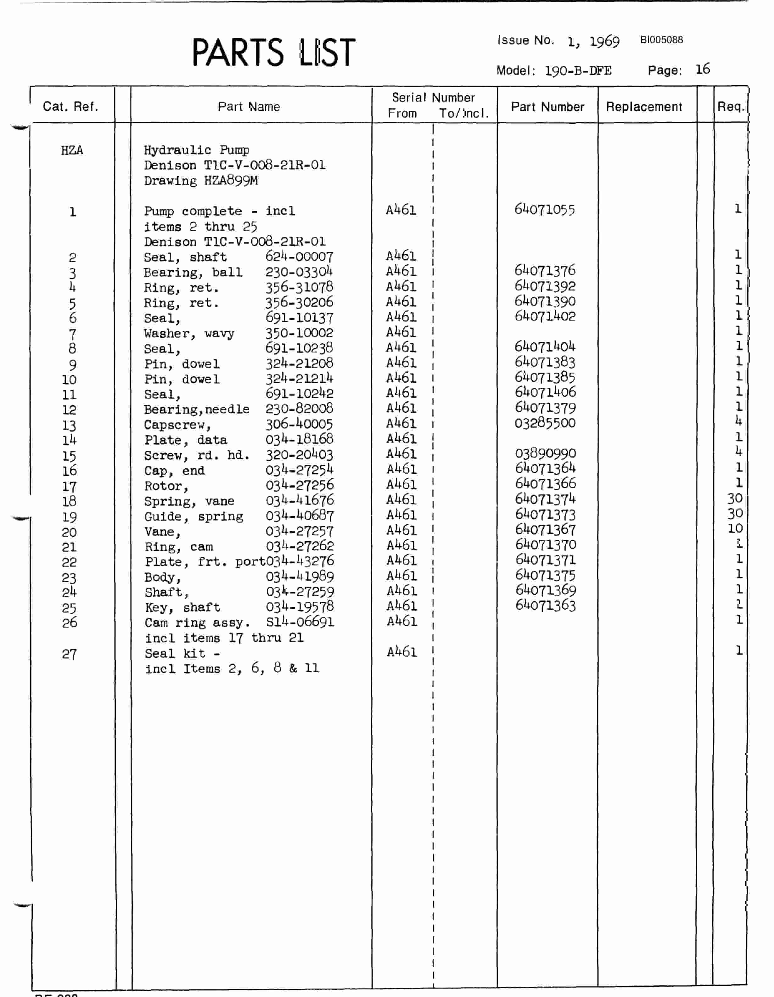 Bucyrus 150-B DFE Parts Catalog BI005088-5