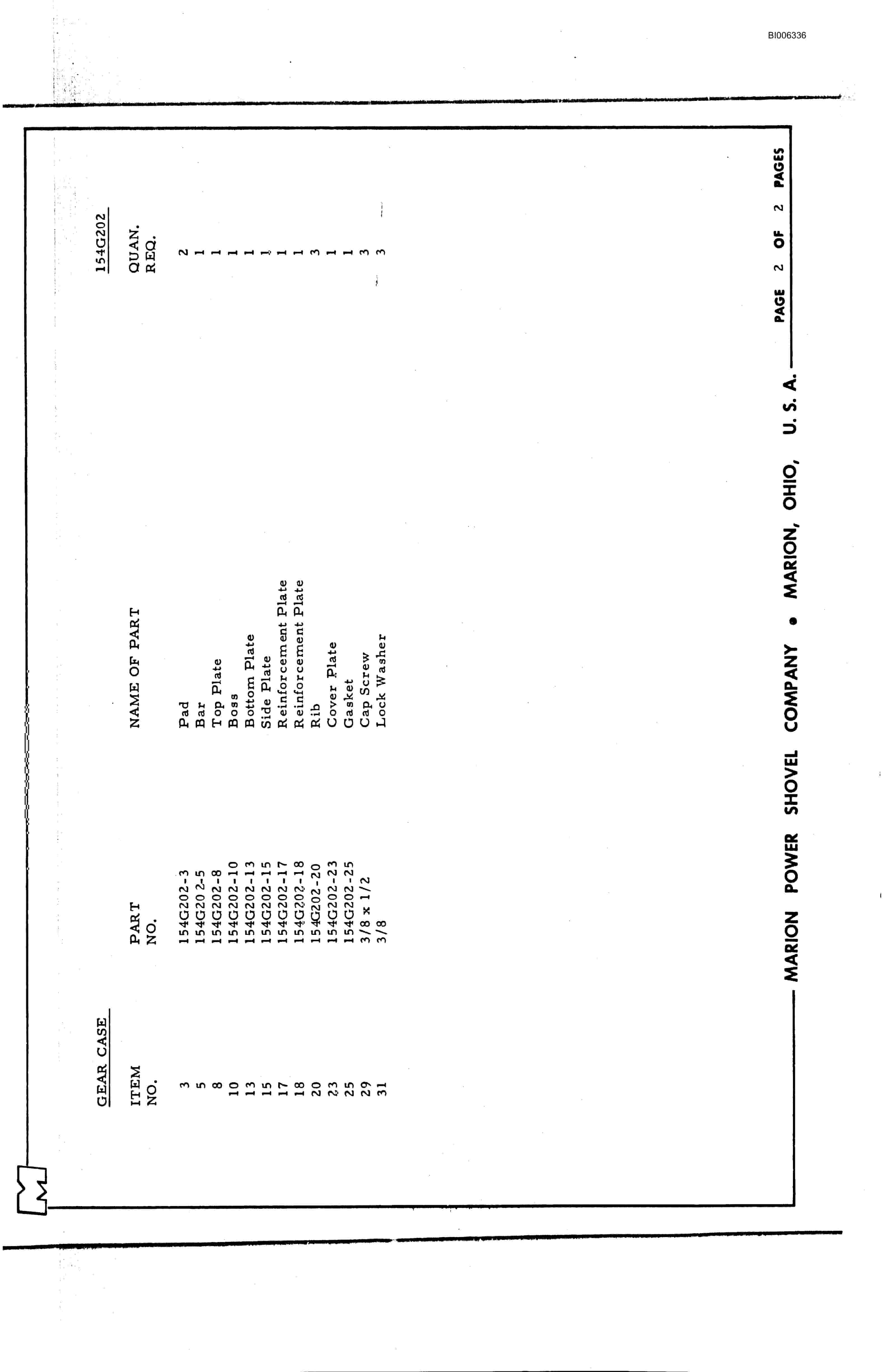 Bucyrus 151M Parts Catalog BI006336-5