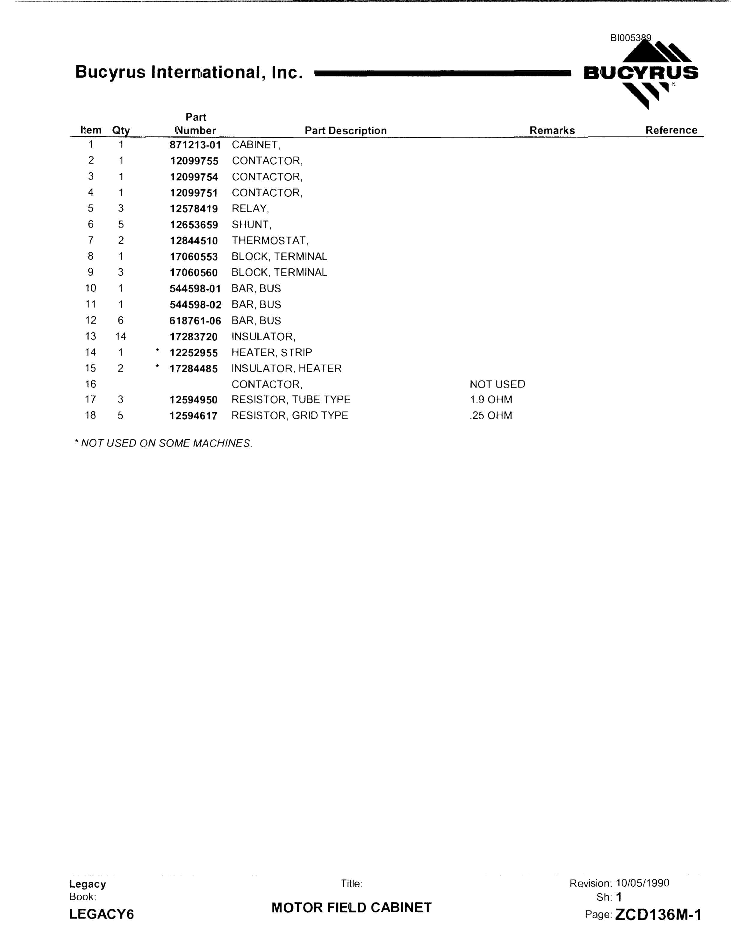 Bucyrus 1570W Dragline Parts Catalog BI005389-5