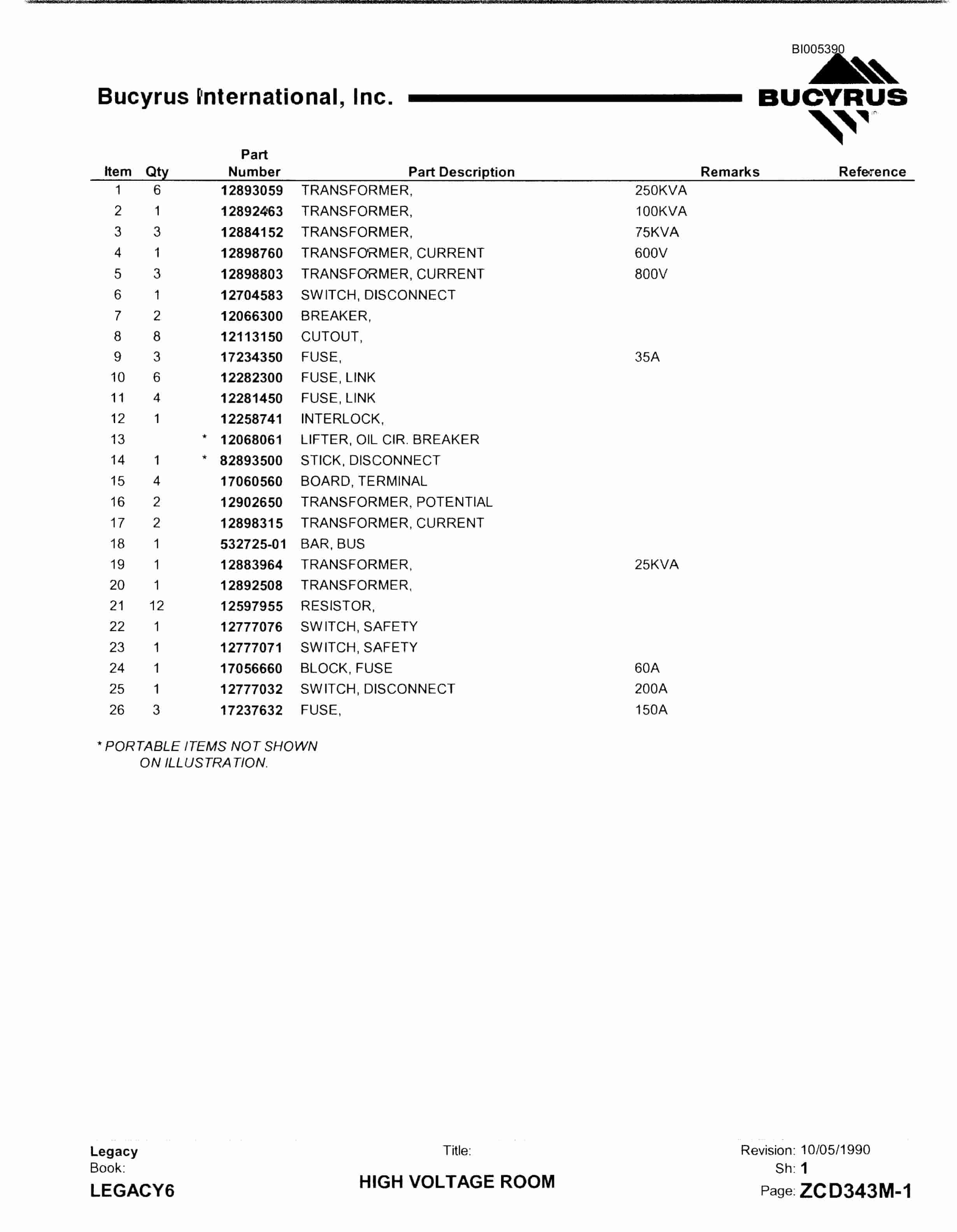 Bucyrus 1570W Dragline Parts Catalog BI005390-5