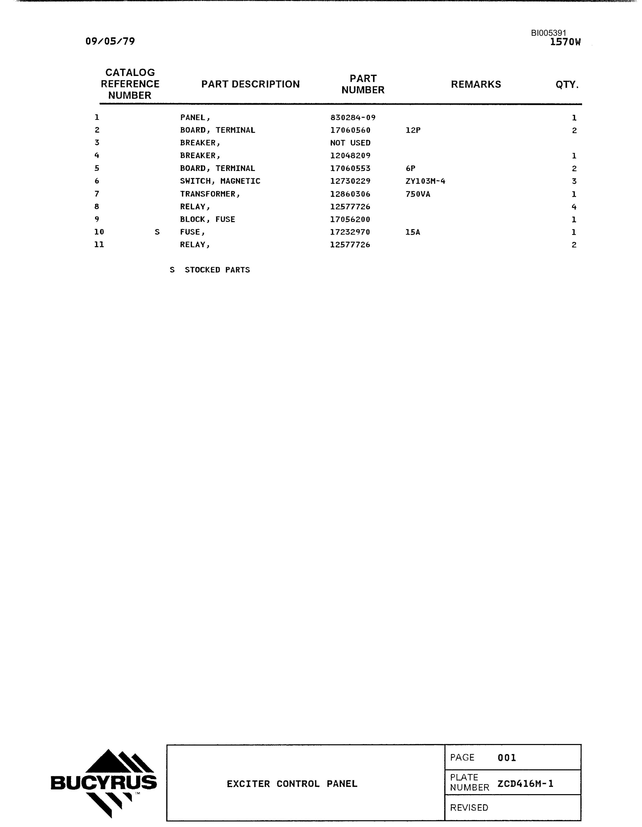 Bucyrus 1570W Dragline Parts Catalog BI005391-3