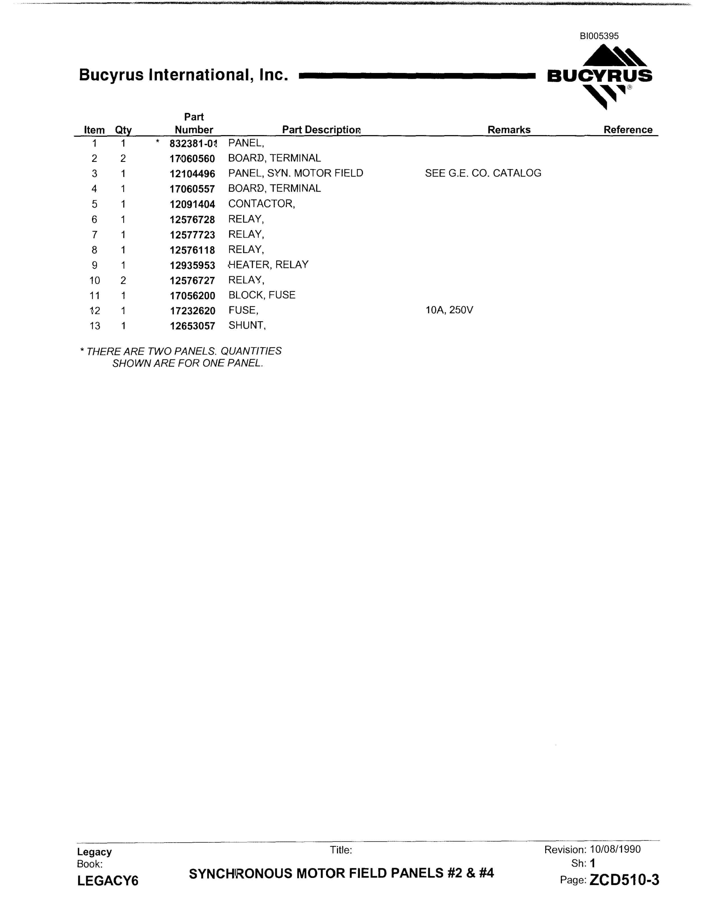 Bucyrus 1570W Dragline Parts Catalog BI005395-5
