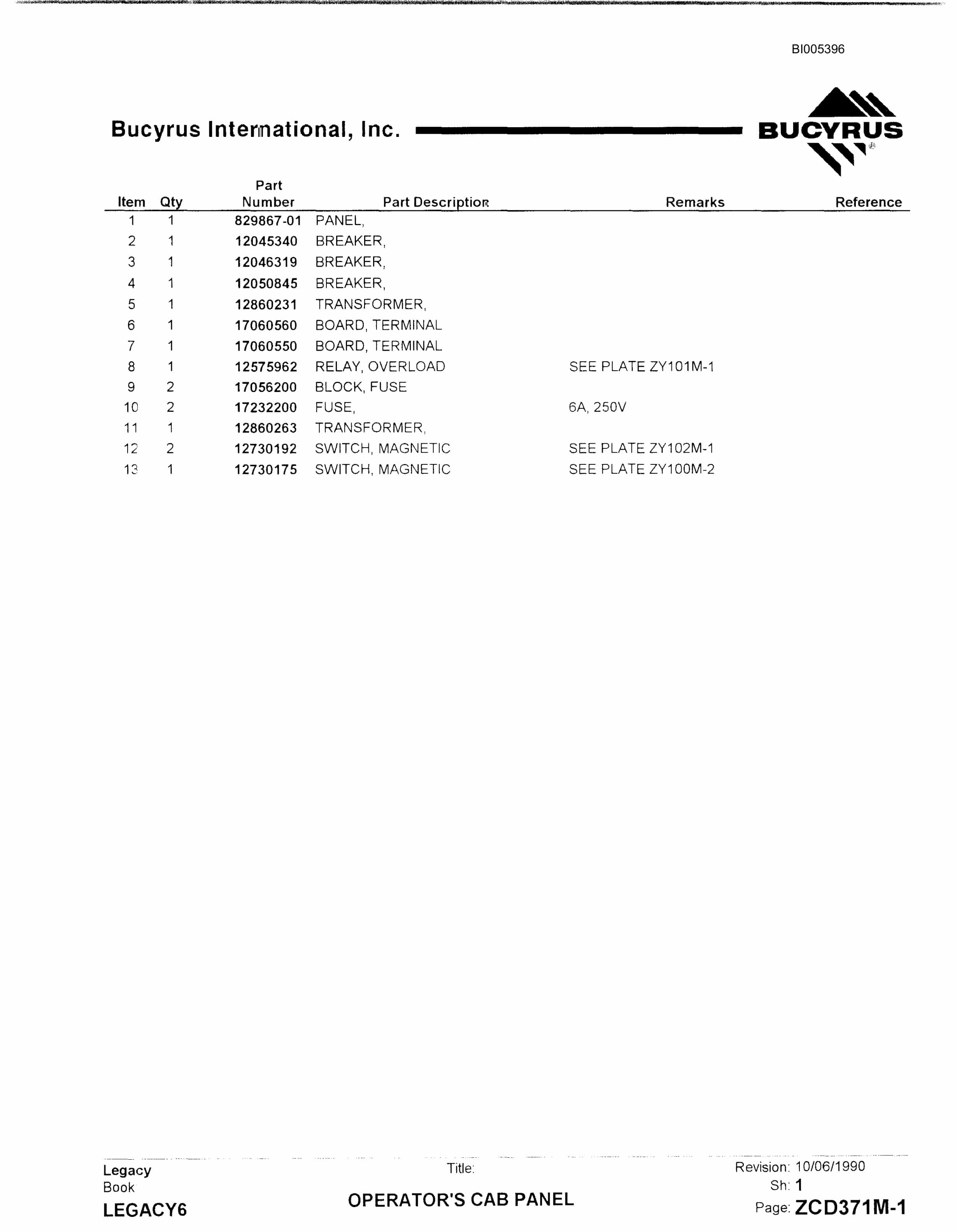 Bucyrus 1570W Dragline Parts Catalog BI005396-4