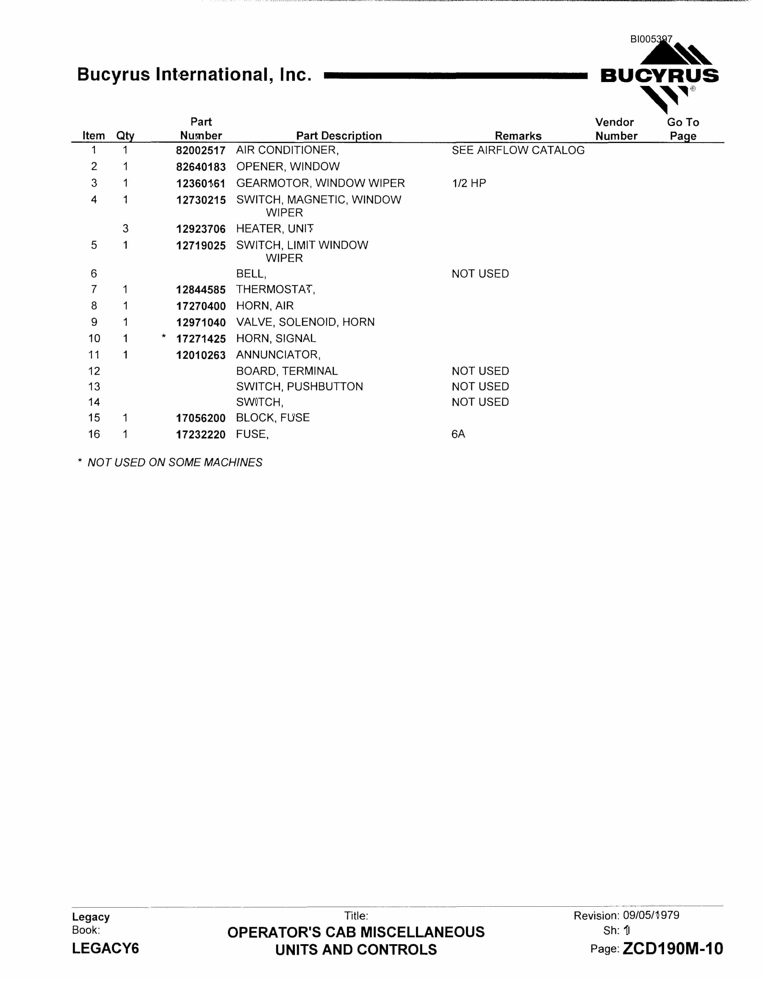 Bucyrus 1570W Dragline Parts Catalog BI005397-3