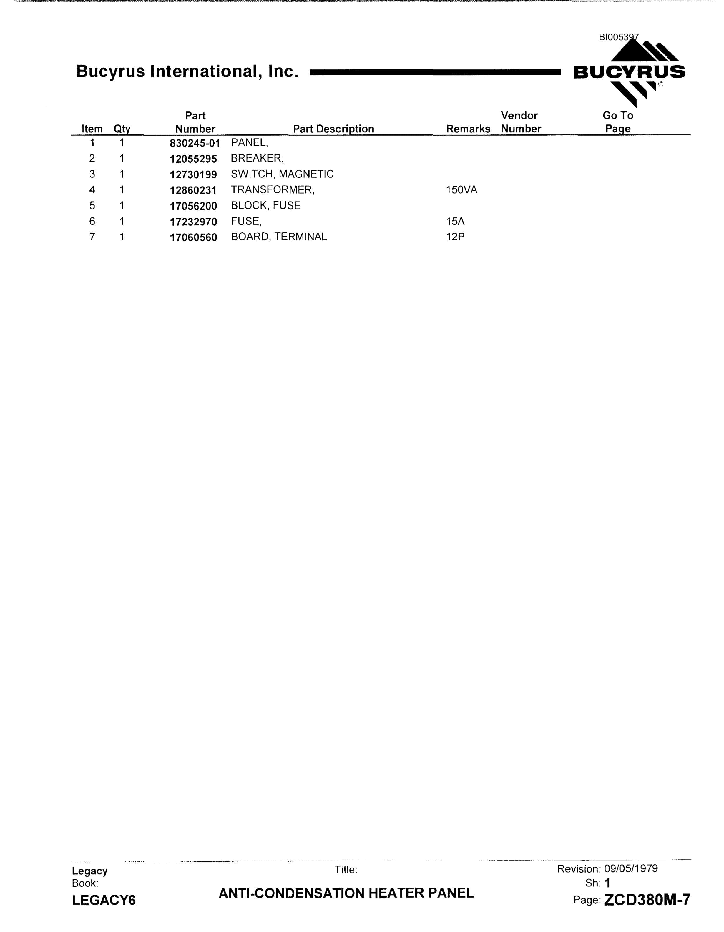 Bucyrus 1570W Dragline Parts Catalog BI005397-4