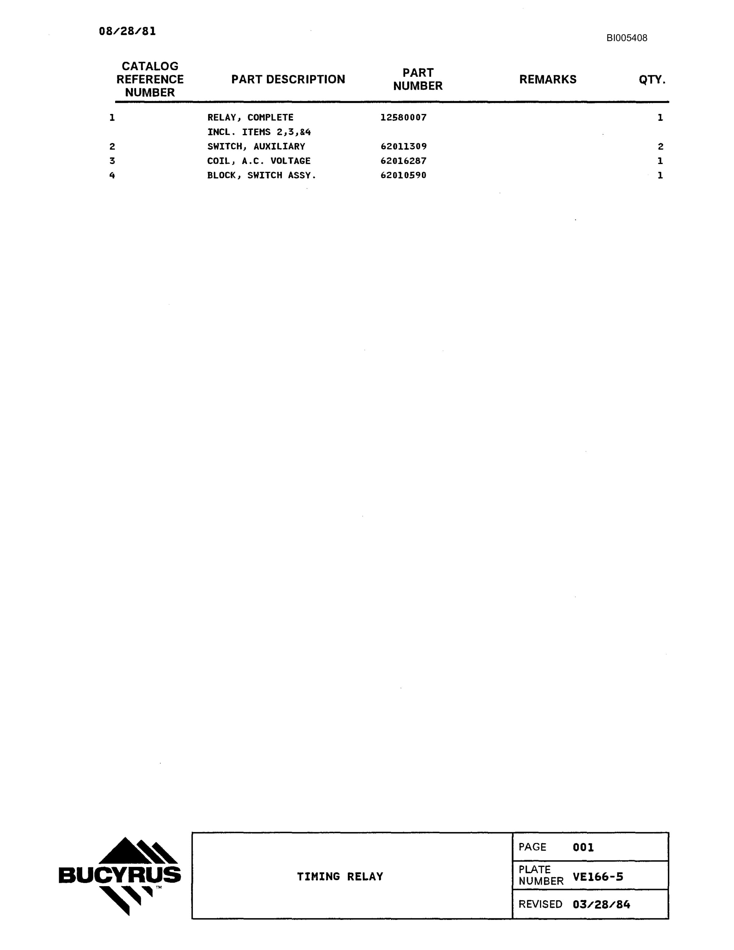 Bucyrus 1570W Dragline Parts Catalog BI005408-5
