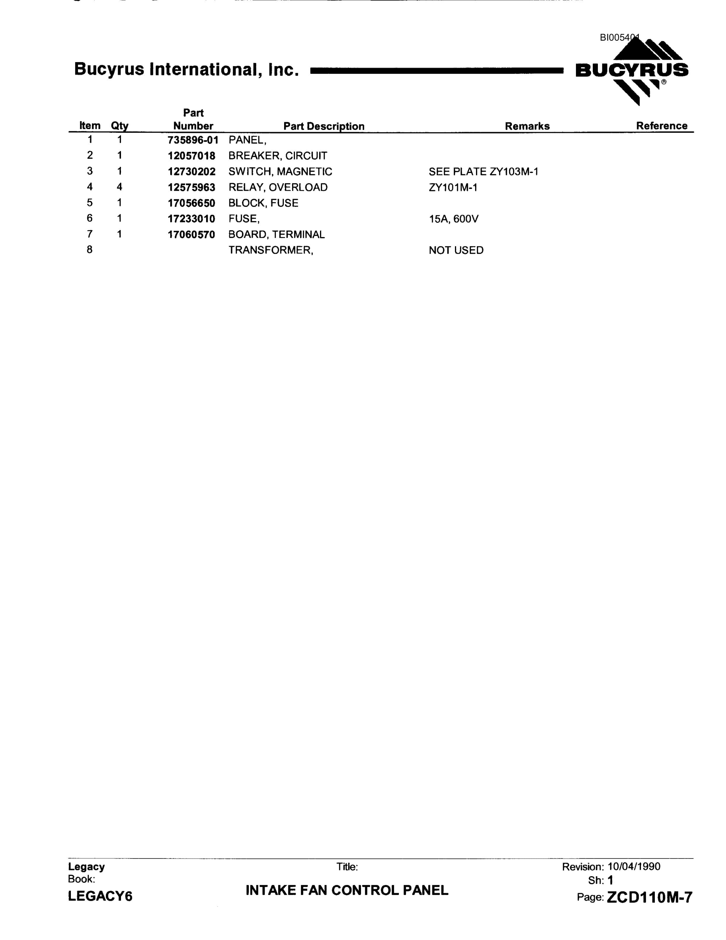Bucyrus 1570W Dragline Technical Manual BI005401-3