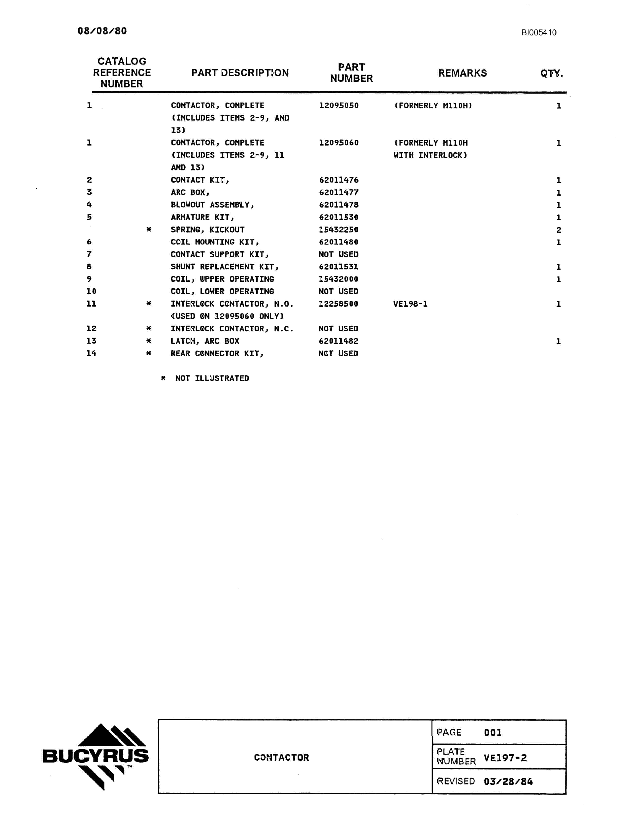 Bucyrus 1570W Parts Catalog BI005410-4