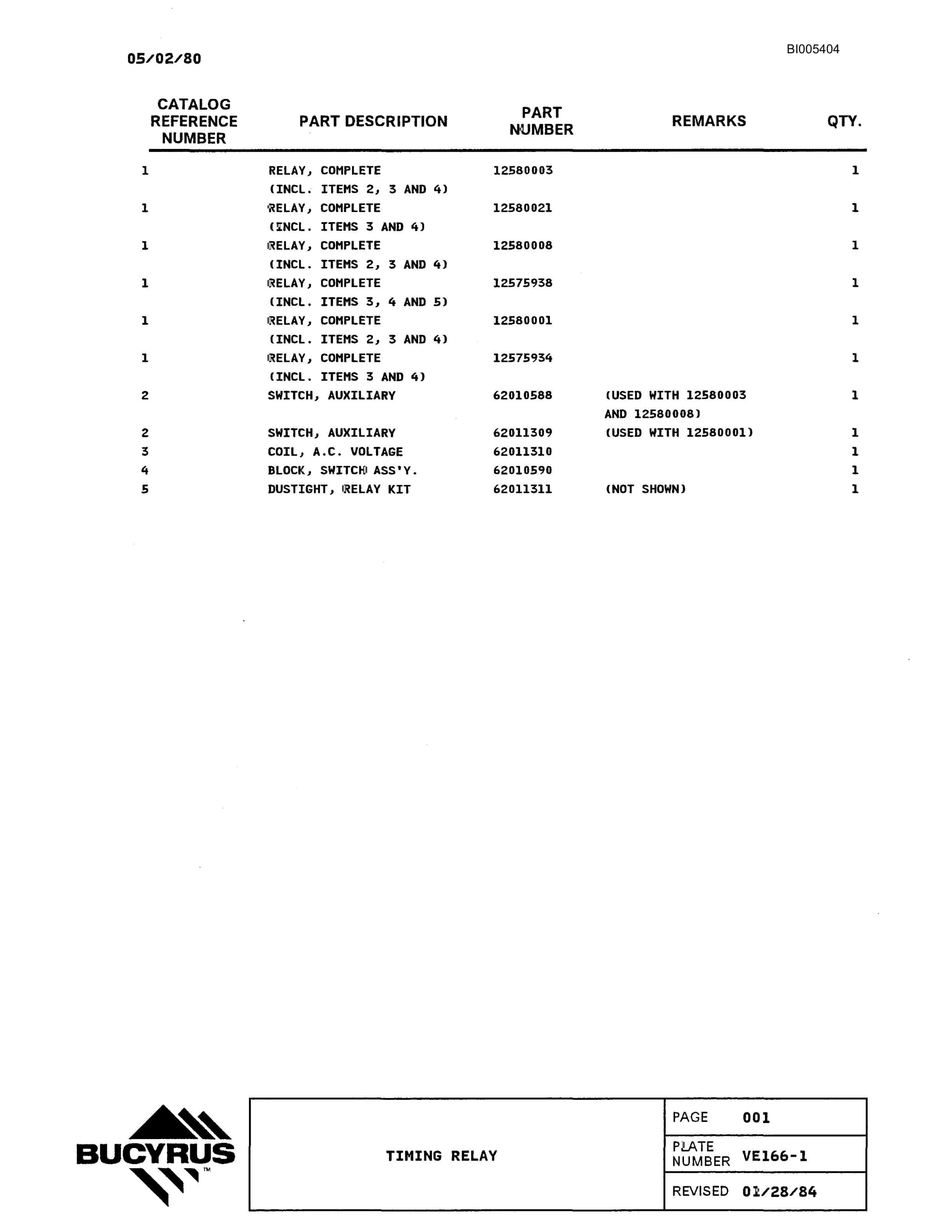 Bucyrus 1570W Technical Manual BI005404-5