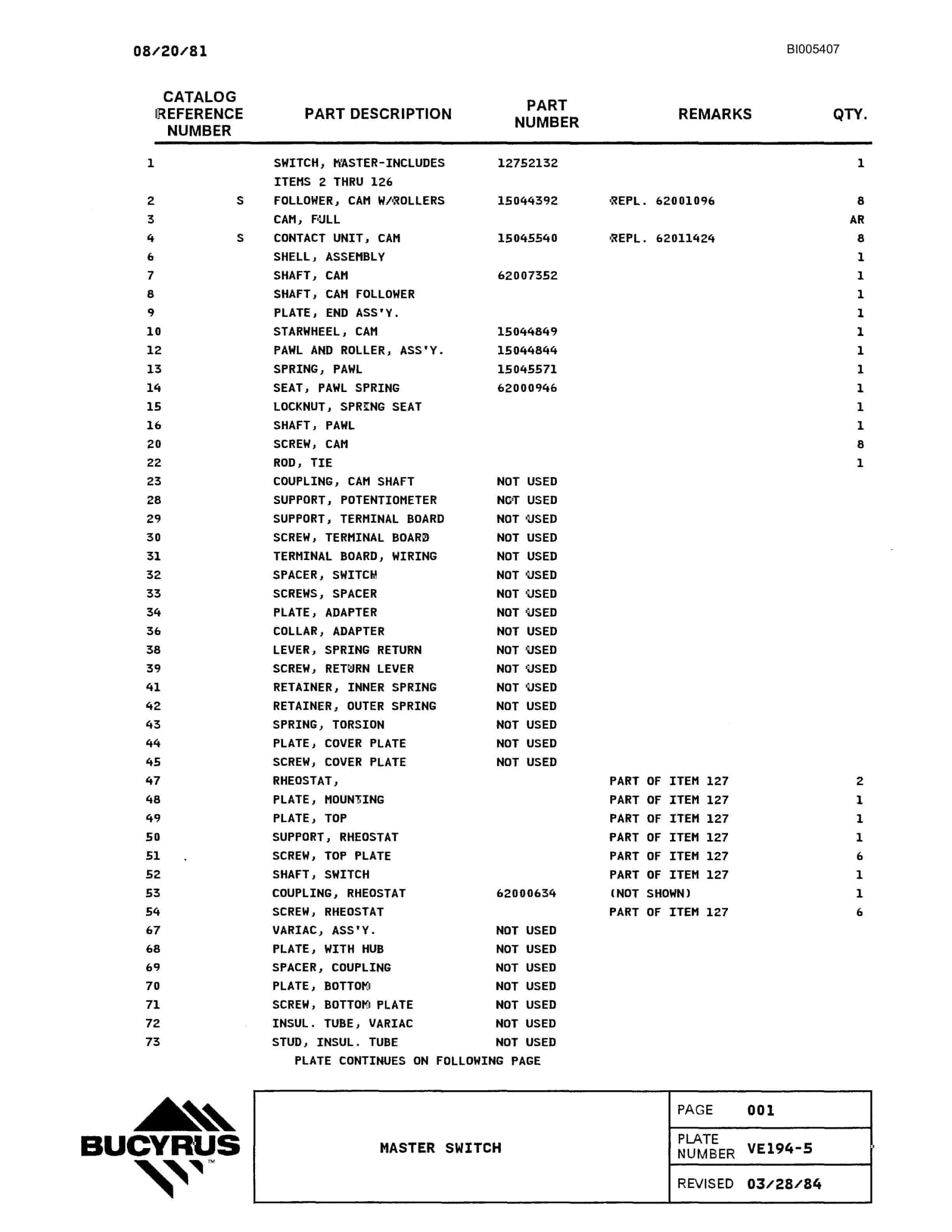 Bucyrus 1570W Technical Manual BI005407-3