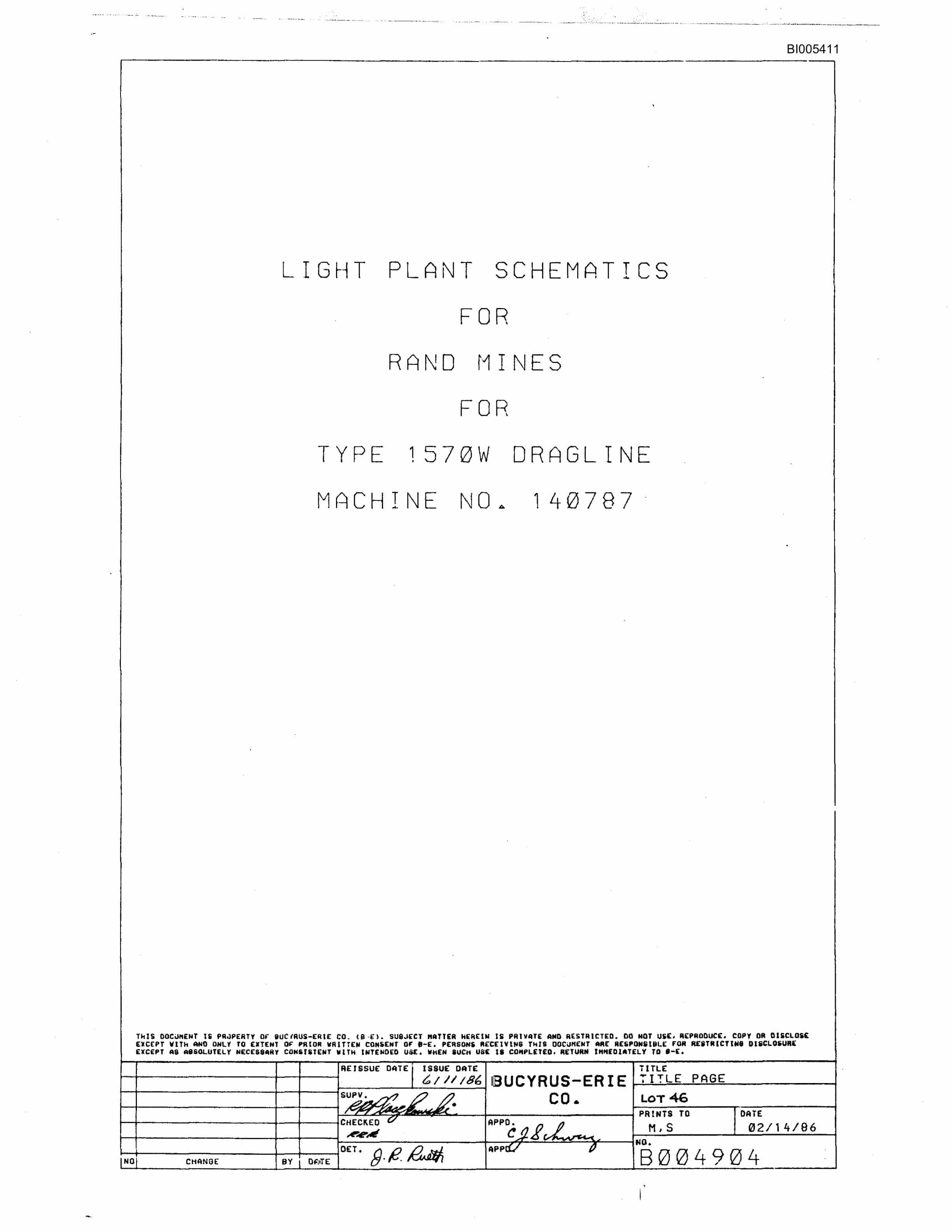 Bucyrus 1570W Technical Manual BI005411-3