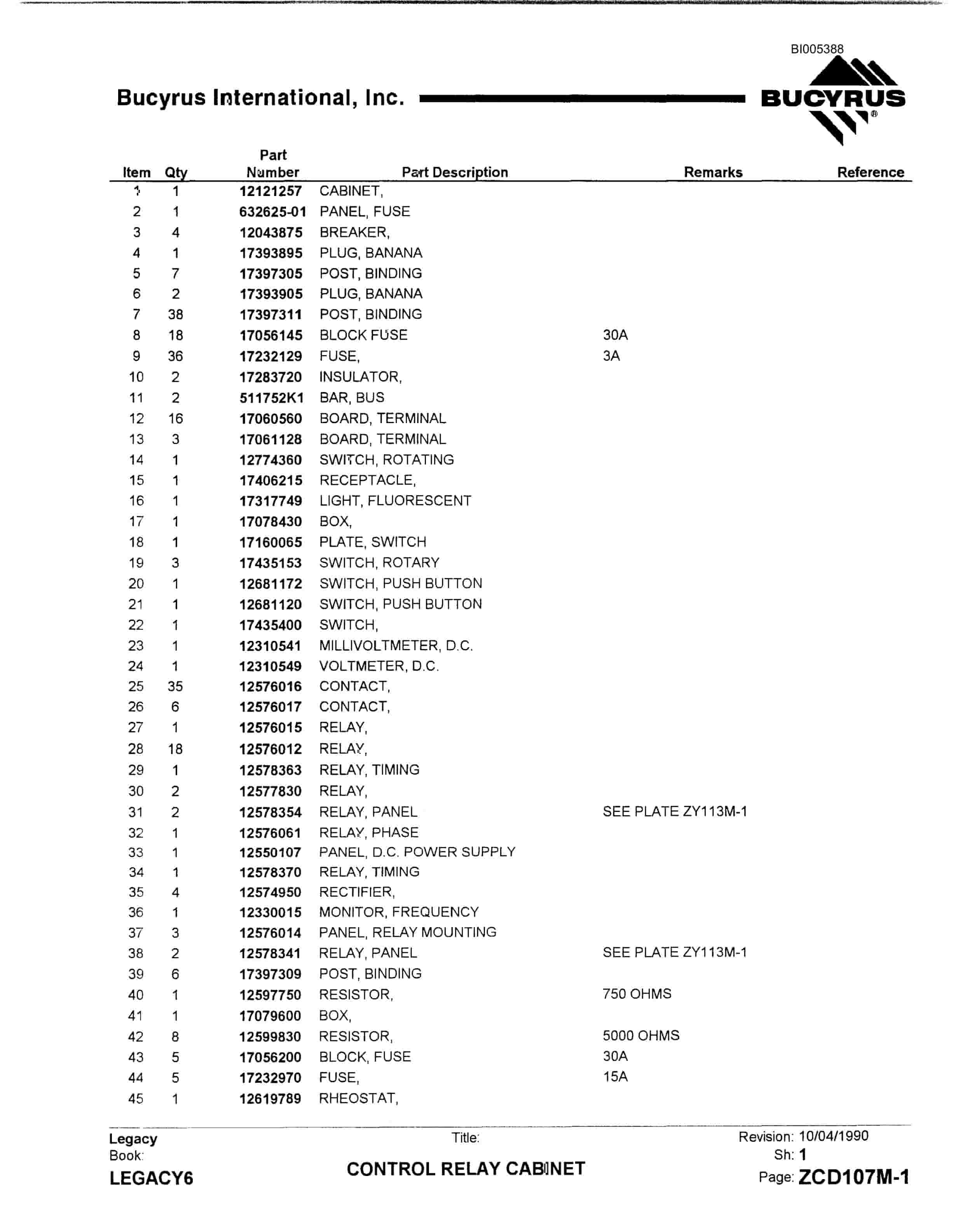 Bucyrus 1570W Walking Dragline Parts Catalog BI005388-3