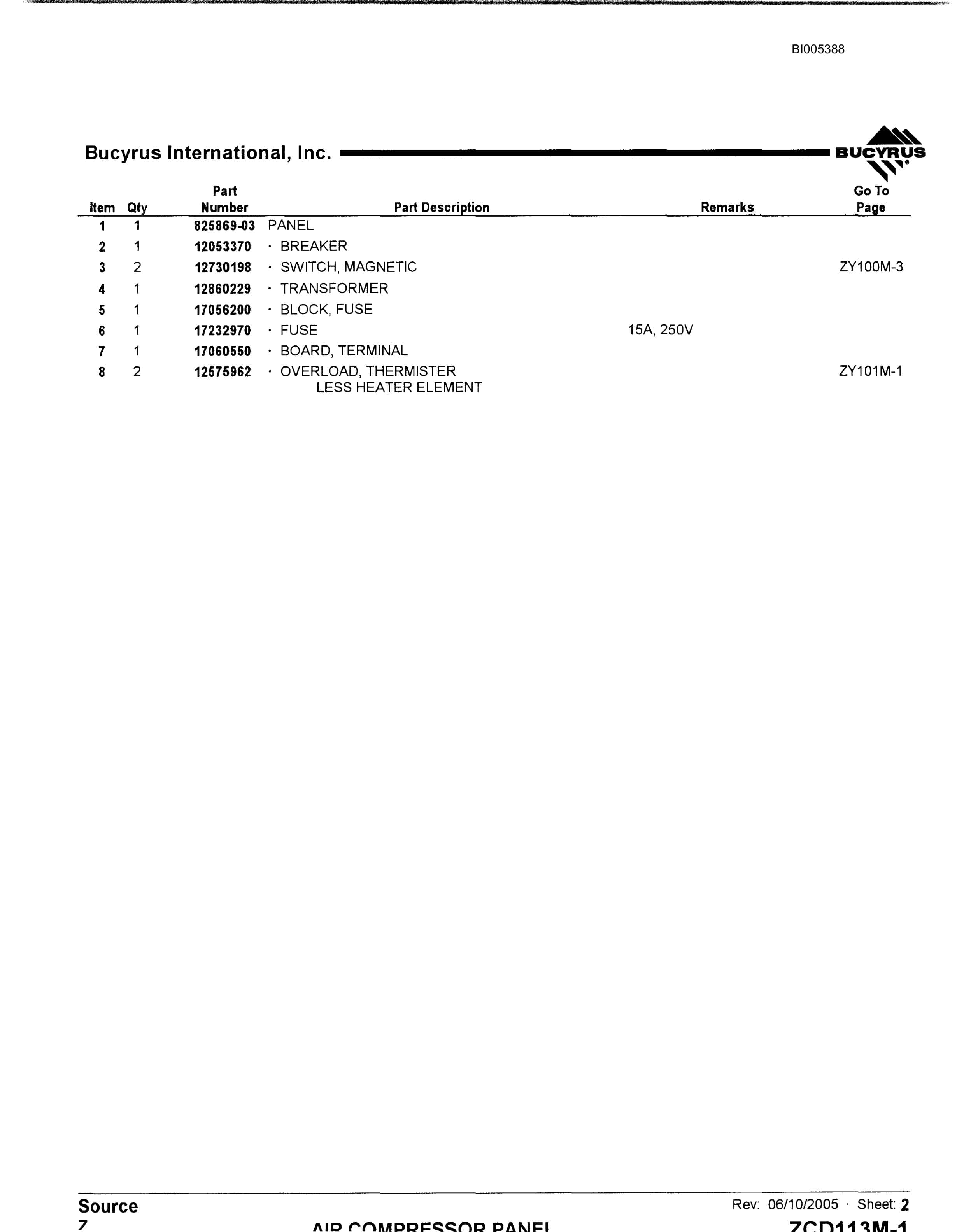 Bucyrus 1570W Walking Dragline Parts Catalog BI005388-4