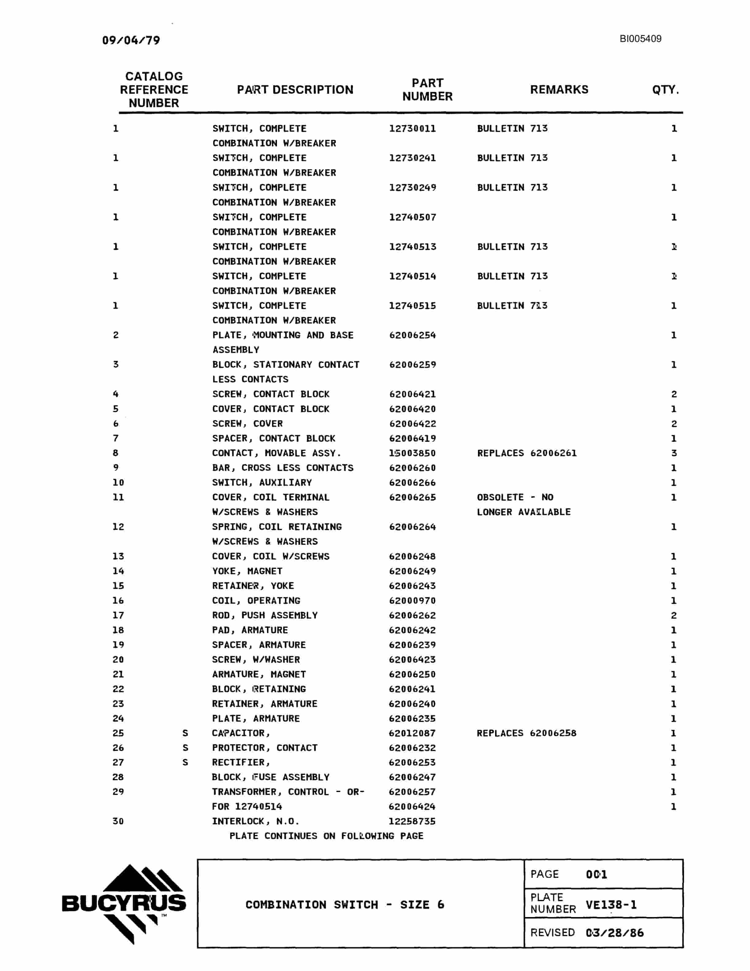 Bucyrus 1570W Walking Dragline Parts Catalog BI005409-3