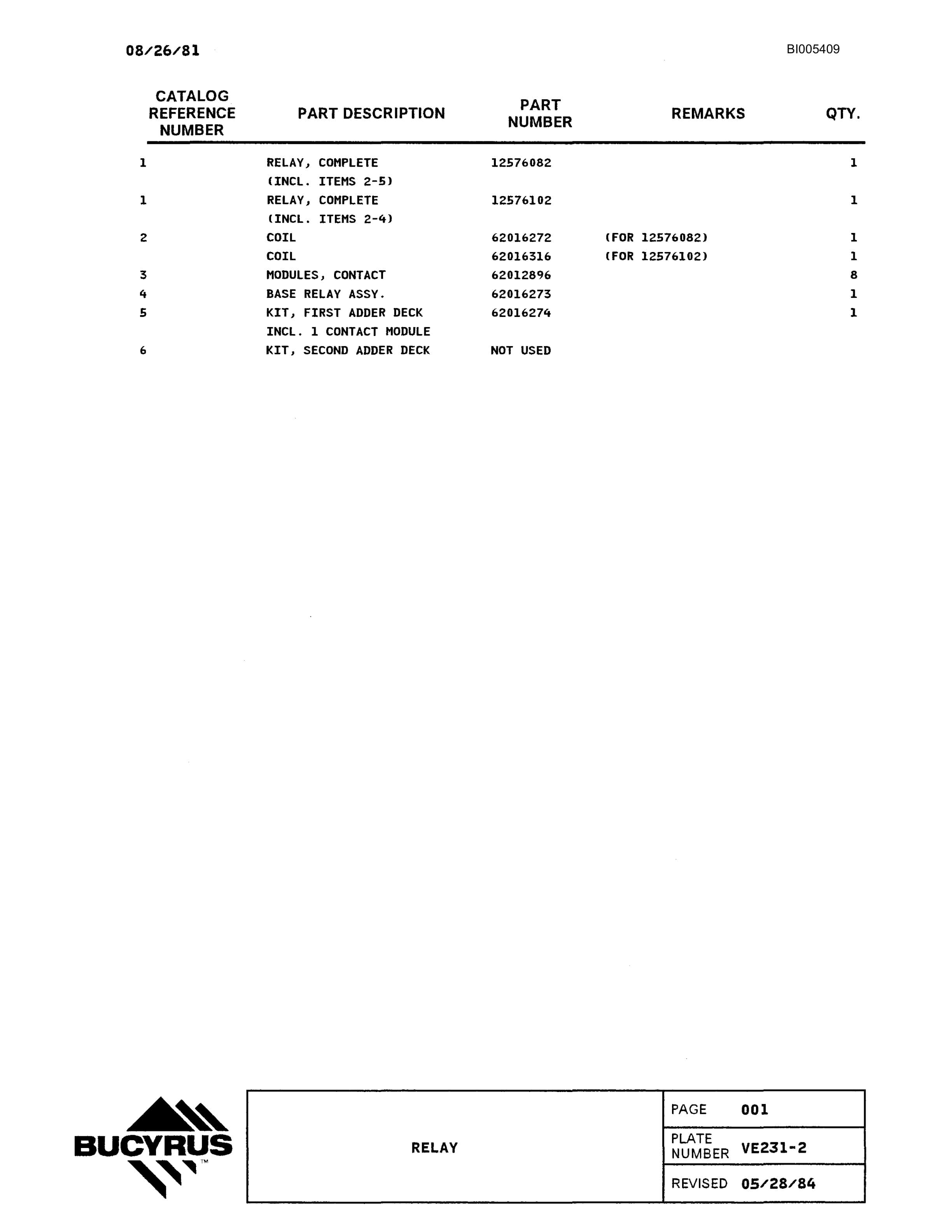 Bucyrus 1570W Walking Dragline Parts Catalog BI005409-4