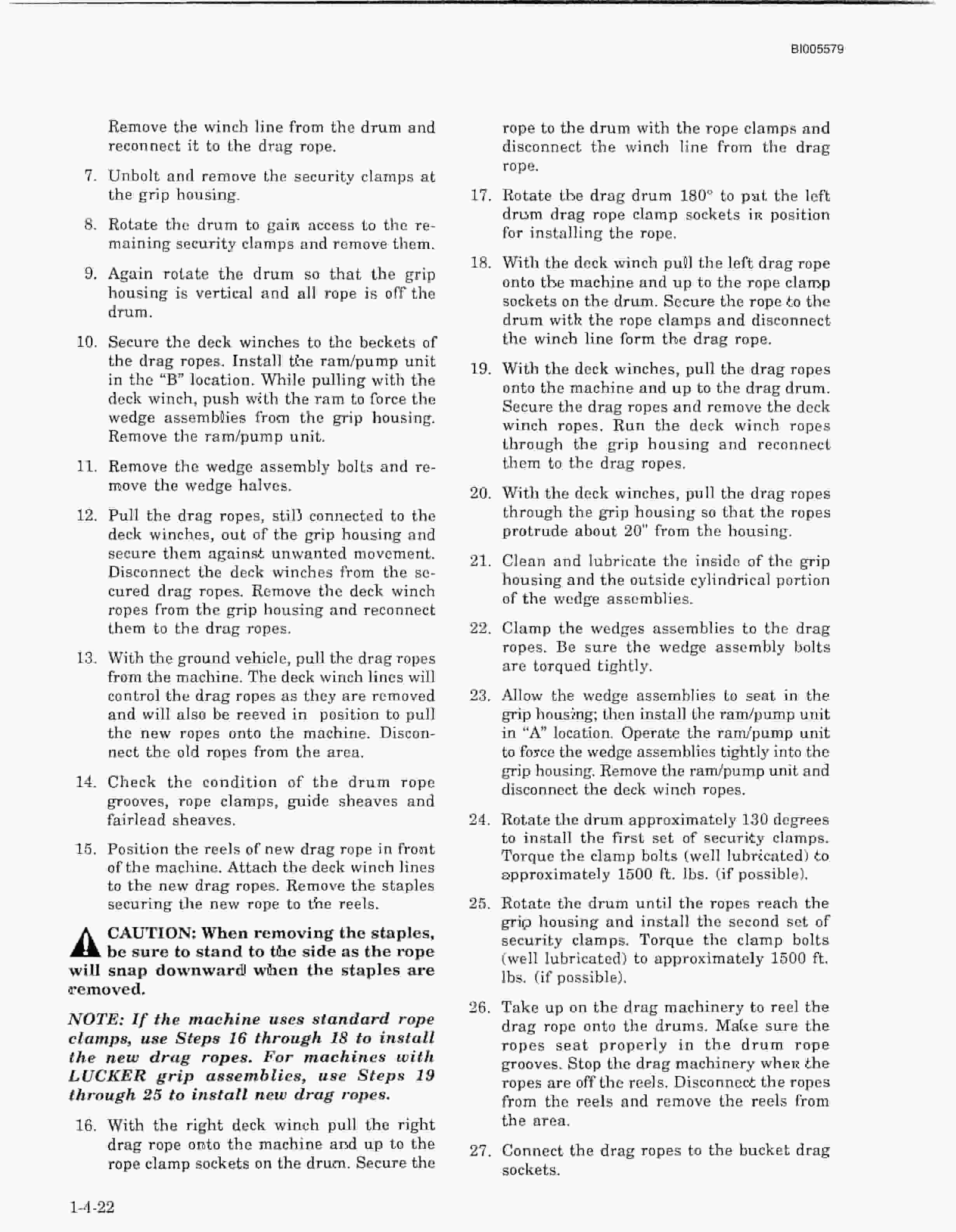 Bucyrus 1570W Walking Dragline Technical Manual BI005579-2