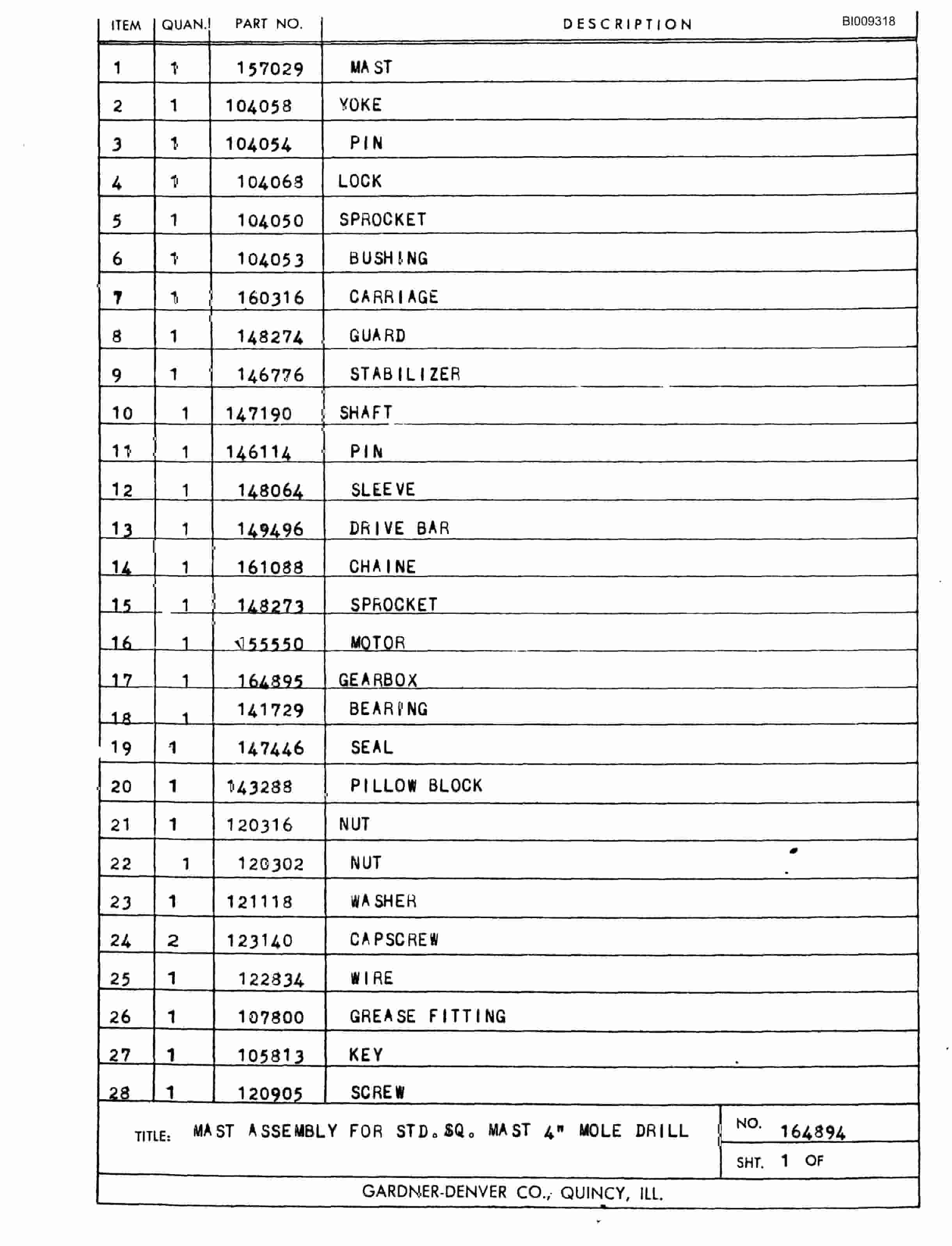 Bucyrus 16C-342 Parts Catalog BI009318-4