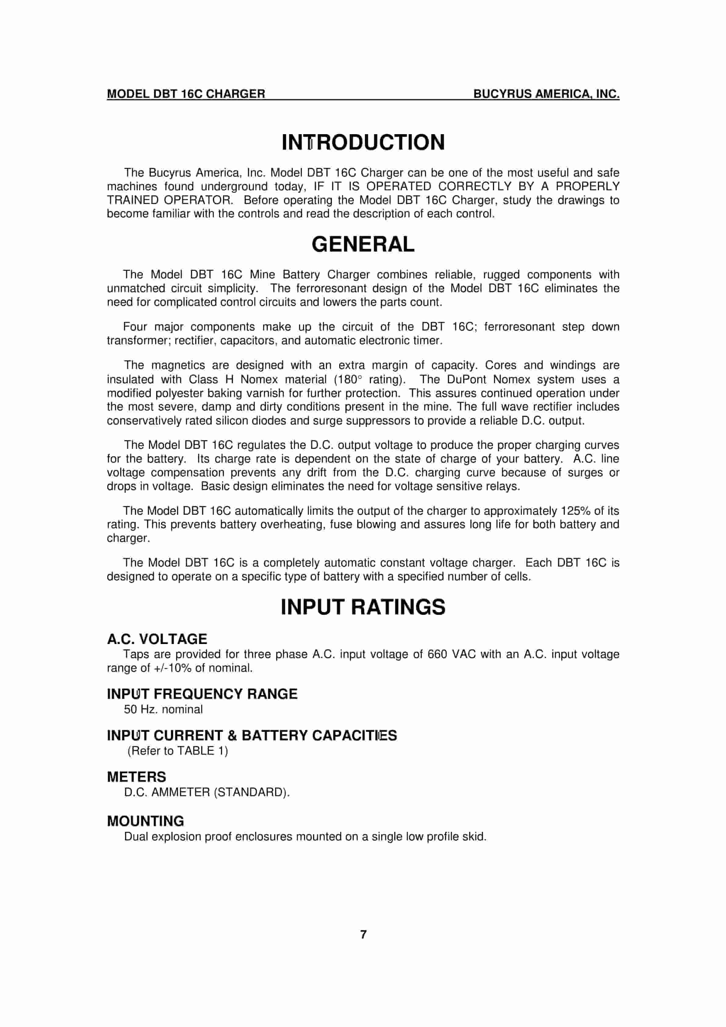 Bucyrus 16C Battery Charger Operation Manual A6474X250 2 Bucyrus 16C Battery Charger Operation Manual A6474X250 - Image 2