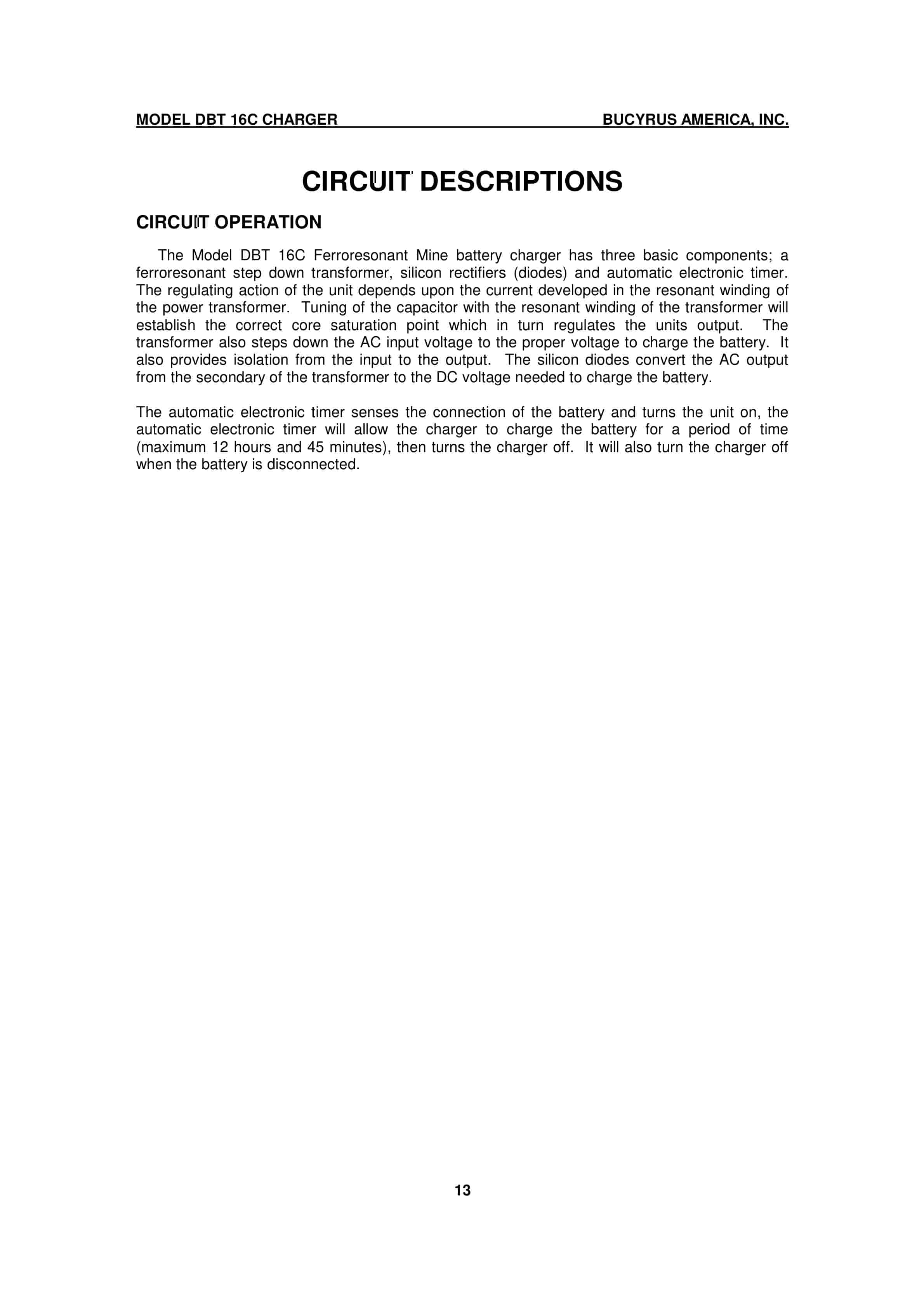 Bucyrus 16C Battery Charger Operation Manual A6474X250 4 Bucyrus 16C Battery Charger Operation Manual A6474X250 - Image 4