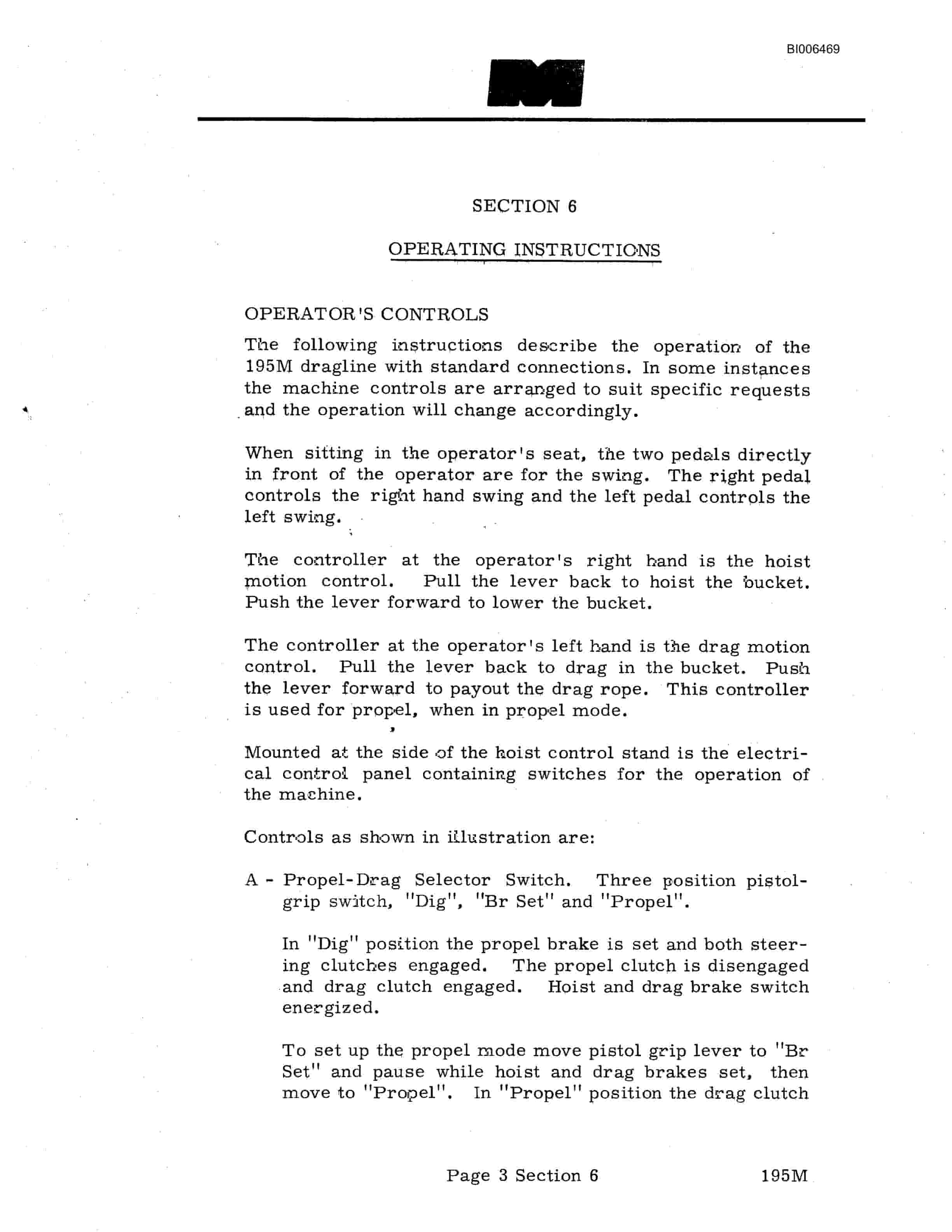 Bucyrus 195-M Dragline Technical Manual BI006469-5