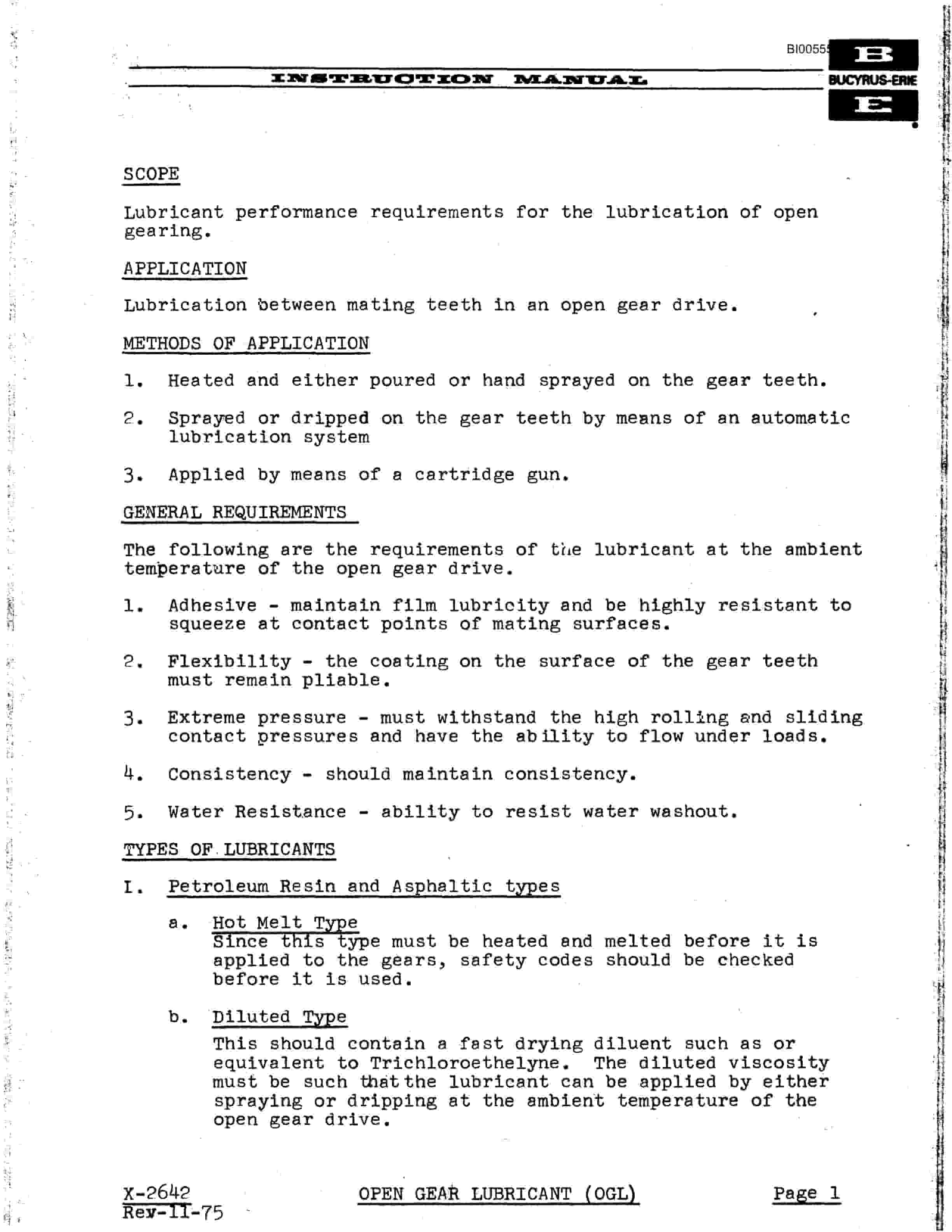 Bucyrus 195B Electric Shovel Technical Manual BI005555-3