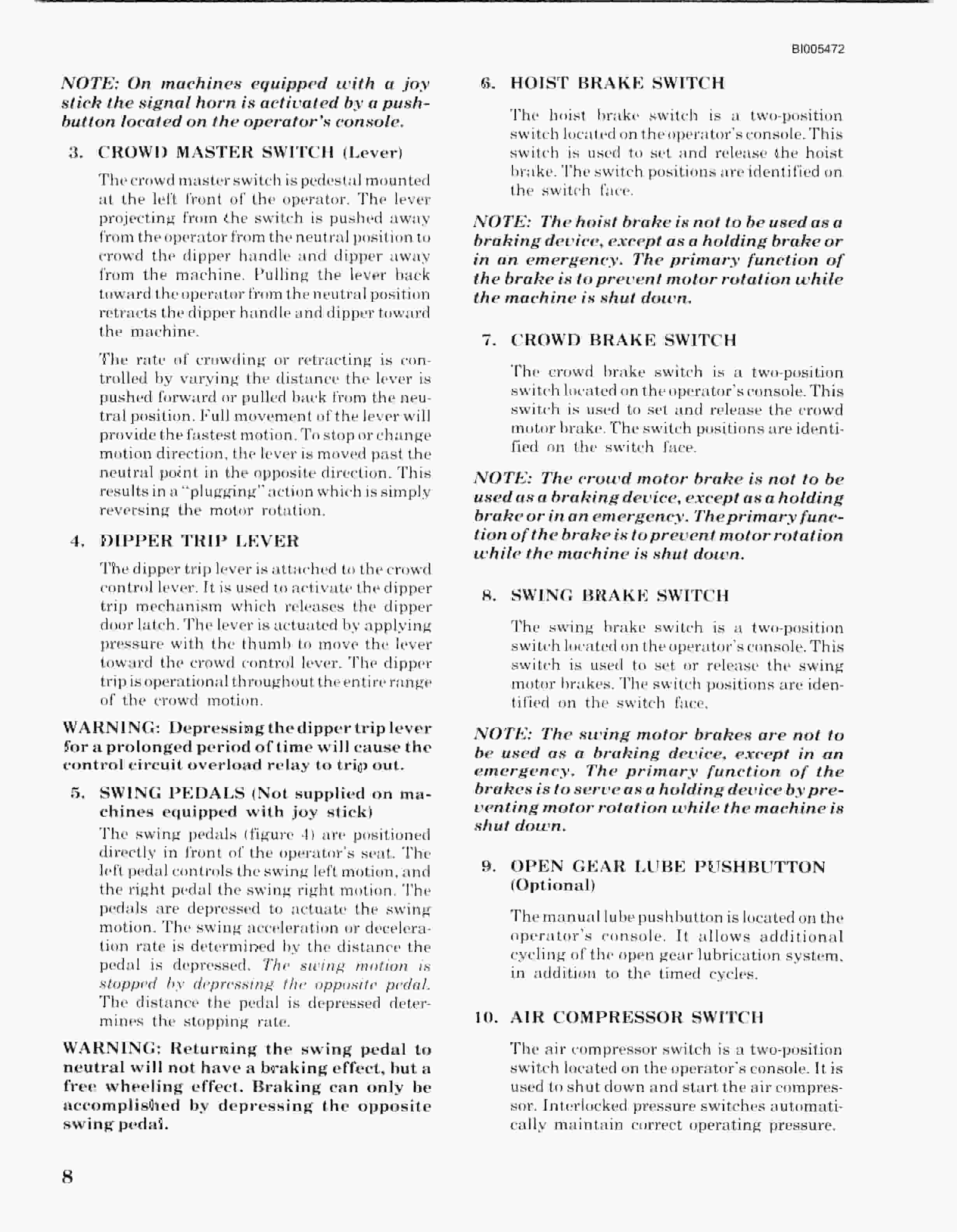 Bucyrus 195BI Electric Mining Shovel Technical Manual BI005472-3