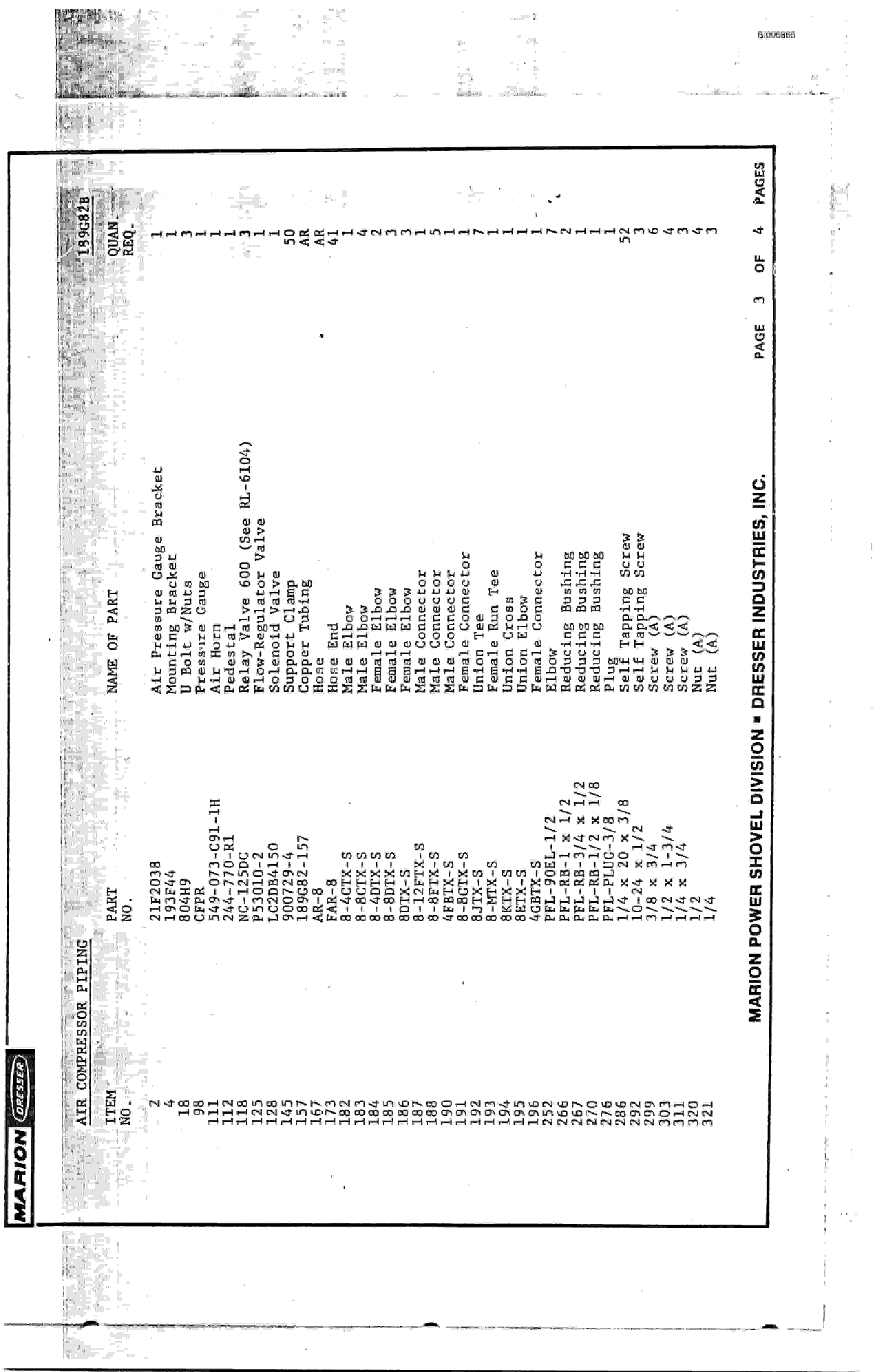 Bucyrus 195M Parts Catalog BI006665-4