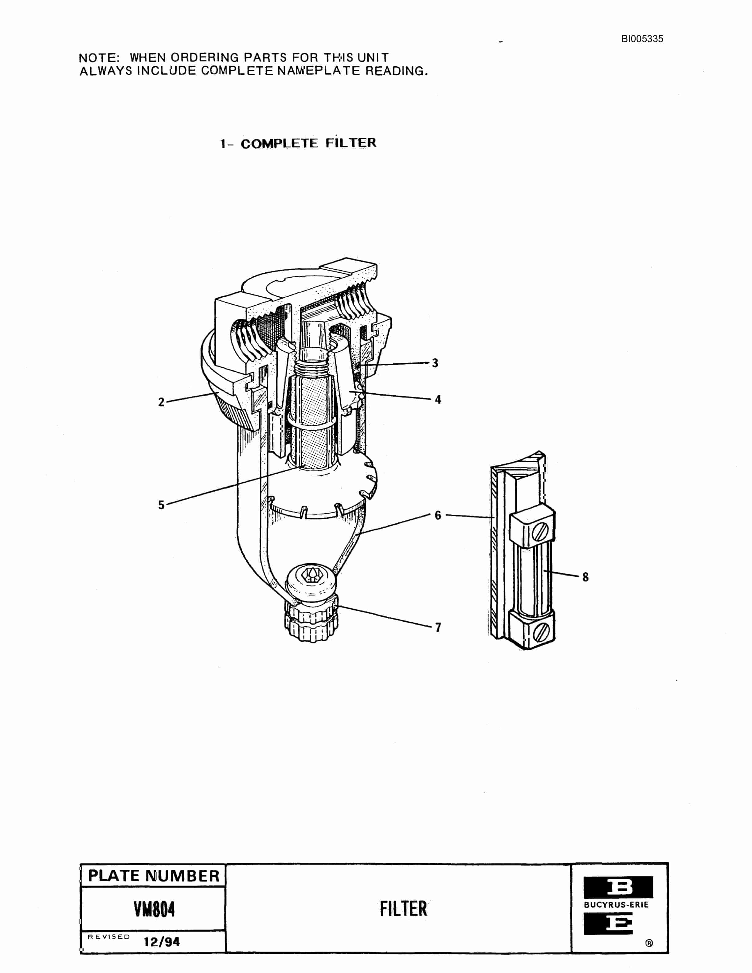 Bucyrus 200B Parts Catalog BI005335-3