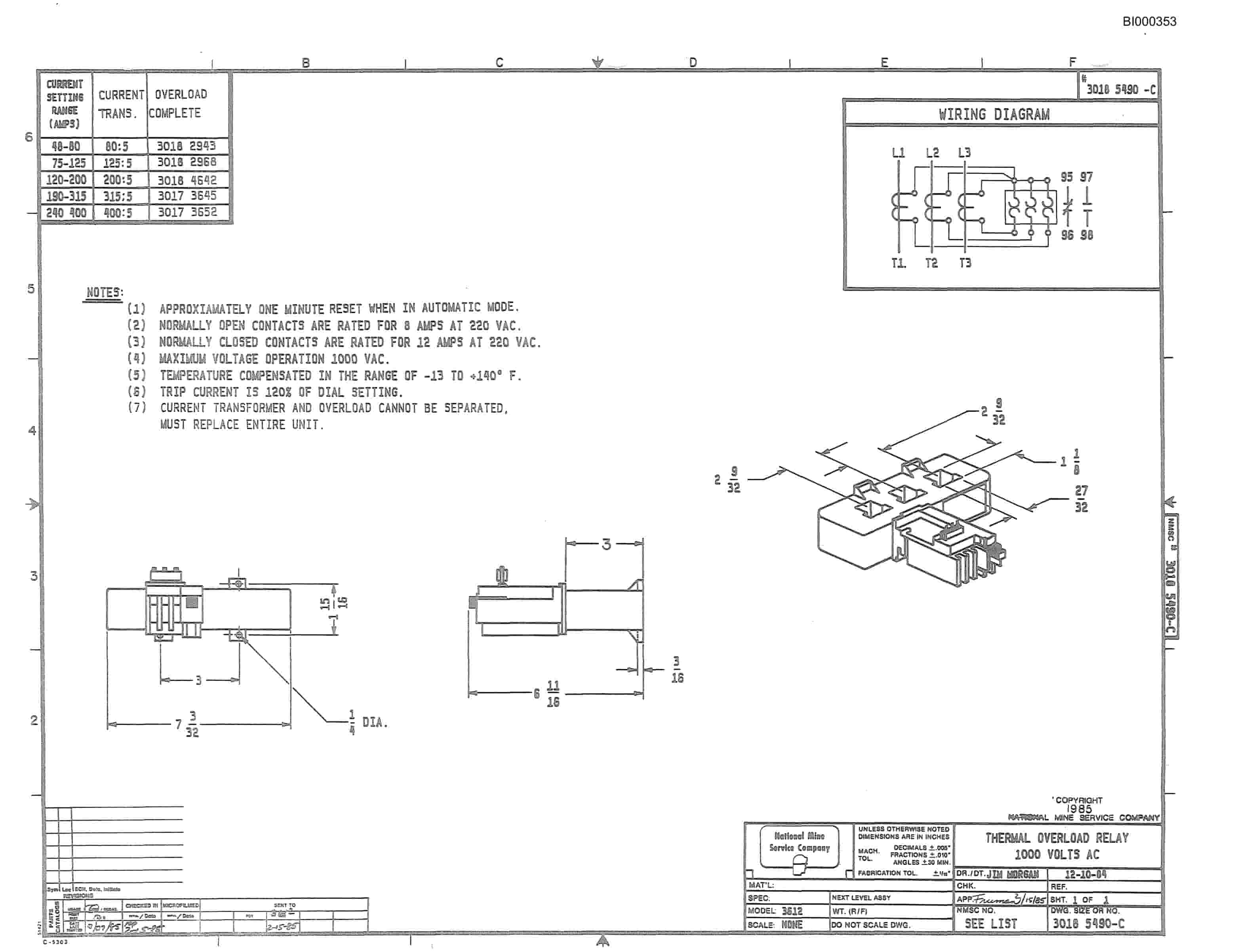 Bucyrus 2460-2 Drum Miner Parts Catalog BI000353-3