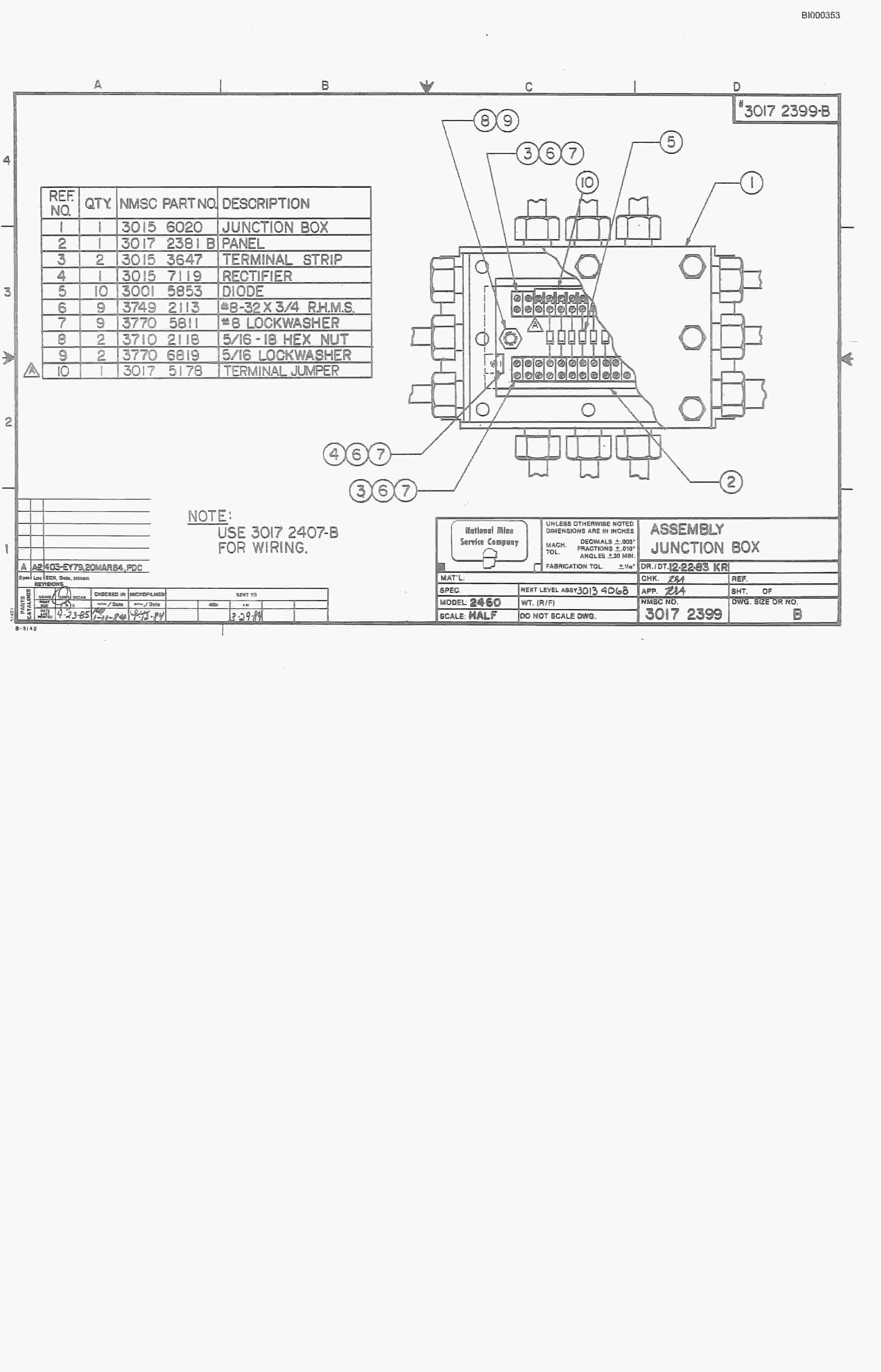 Bucyrus 2460-2 Drum Miner Parts Catalog BI000353-4
