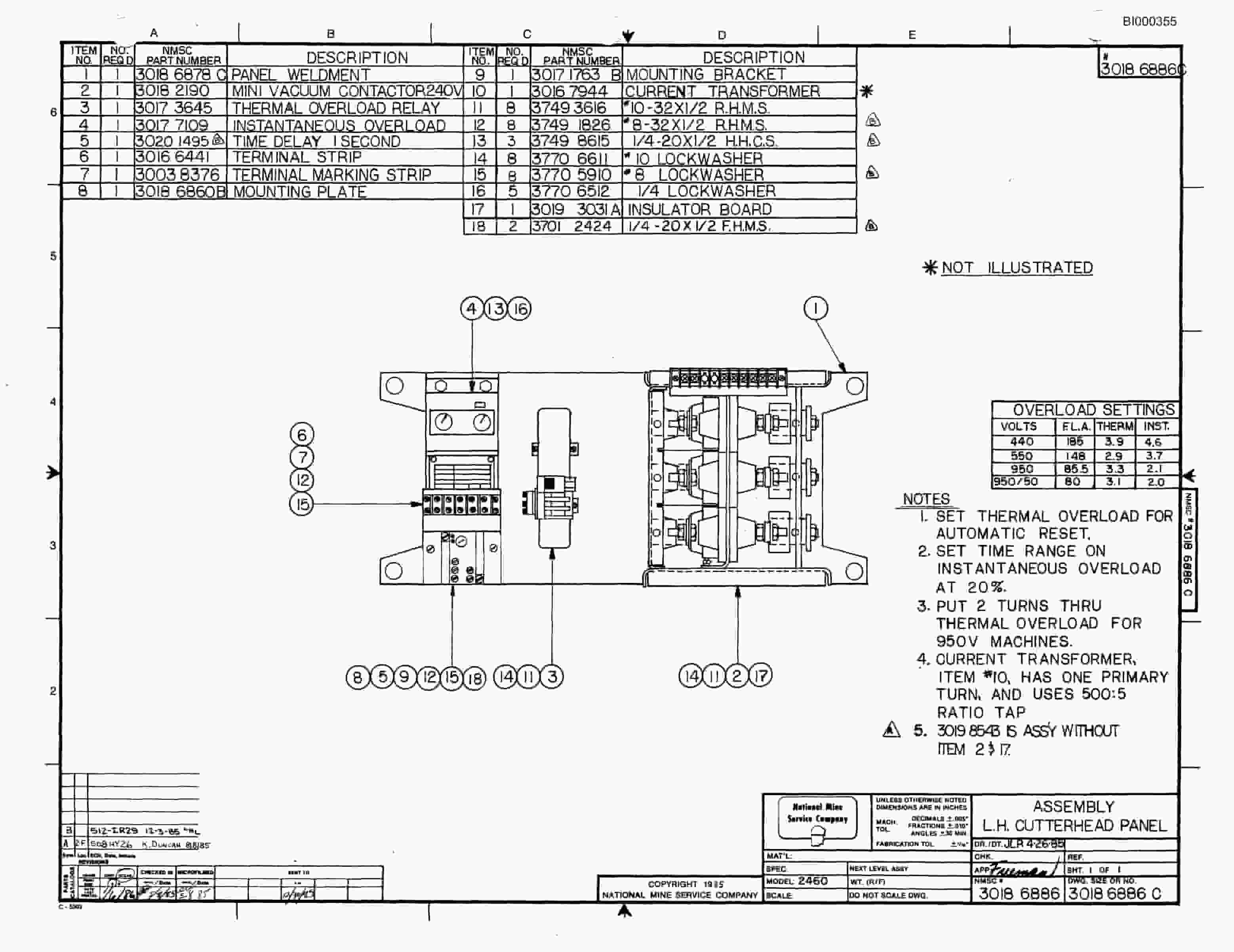Bucyrus 2460-2 Drum Miner Parts Catalog BI000355-5