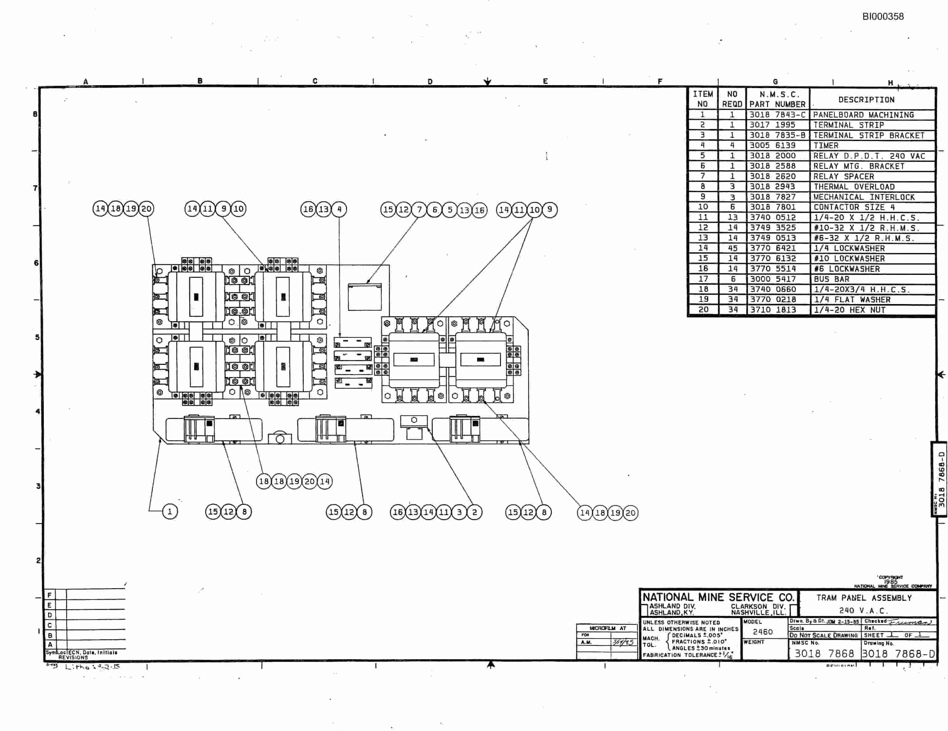 Bucyrus 2460-2 Drum Miner Parts Catalog BI000358-3