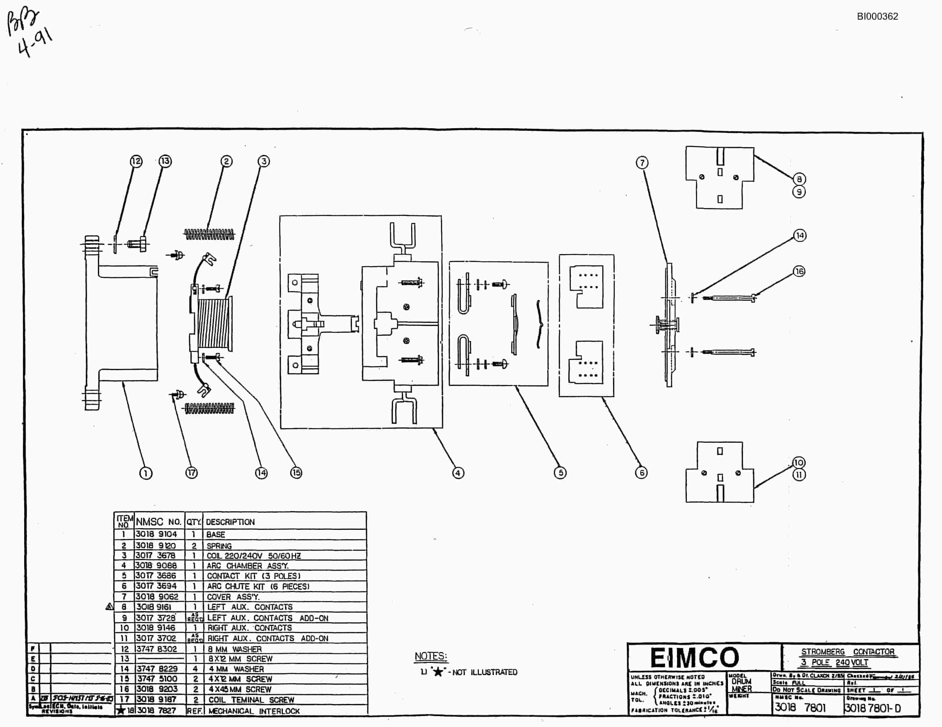 Bucyrus 2460-2 Drum Miner Parts Catalog BI000362-3