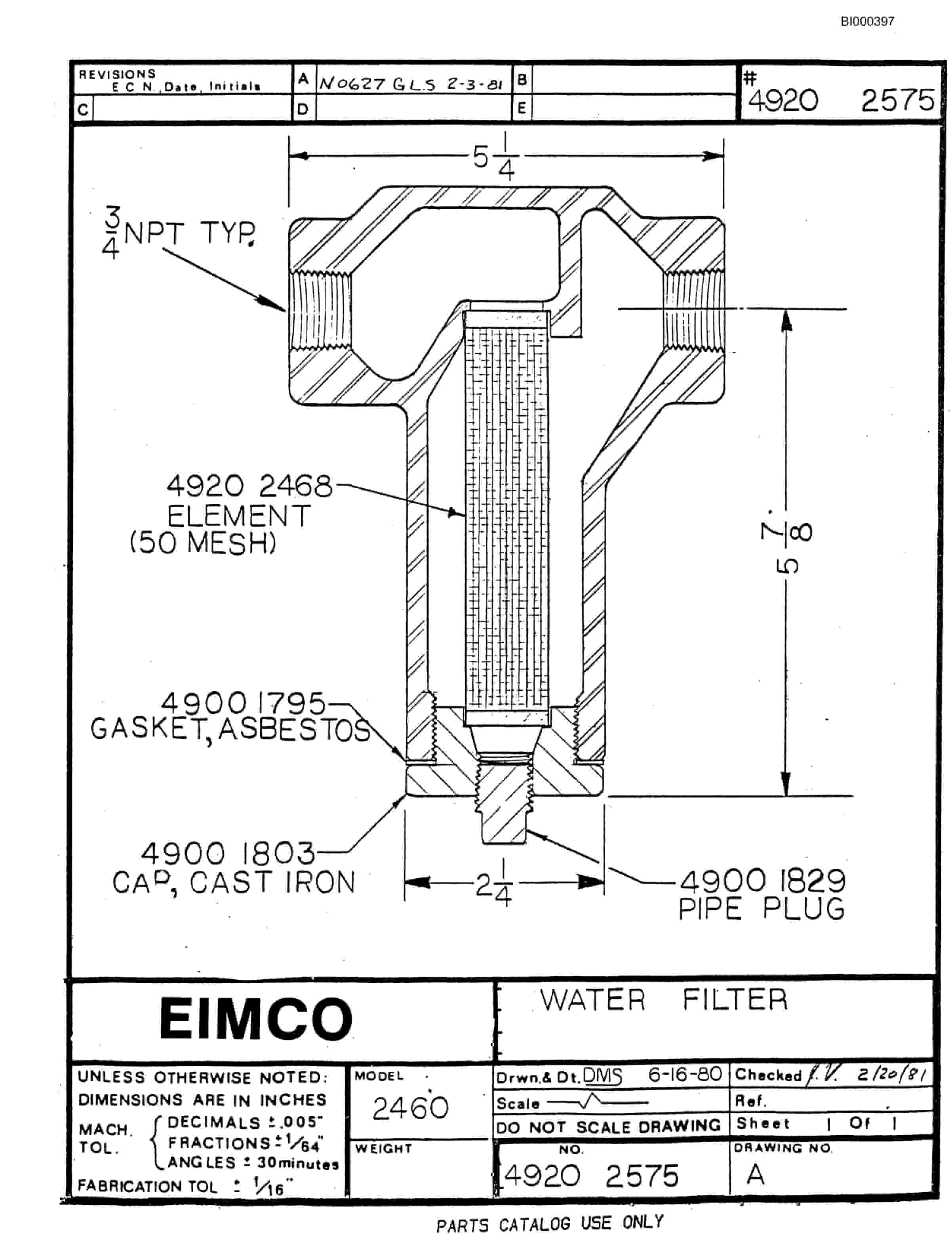 Bucyrus 2460-2 Drum Miner Parts Catalog BI000397-2