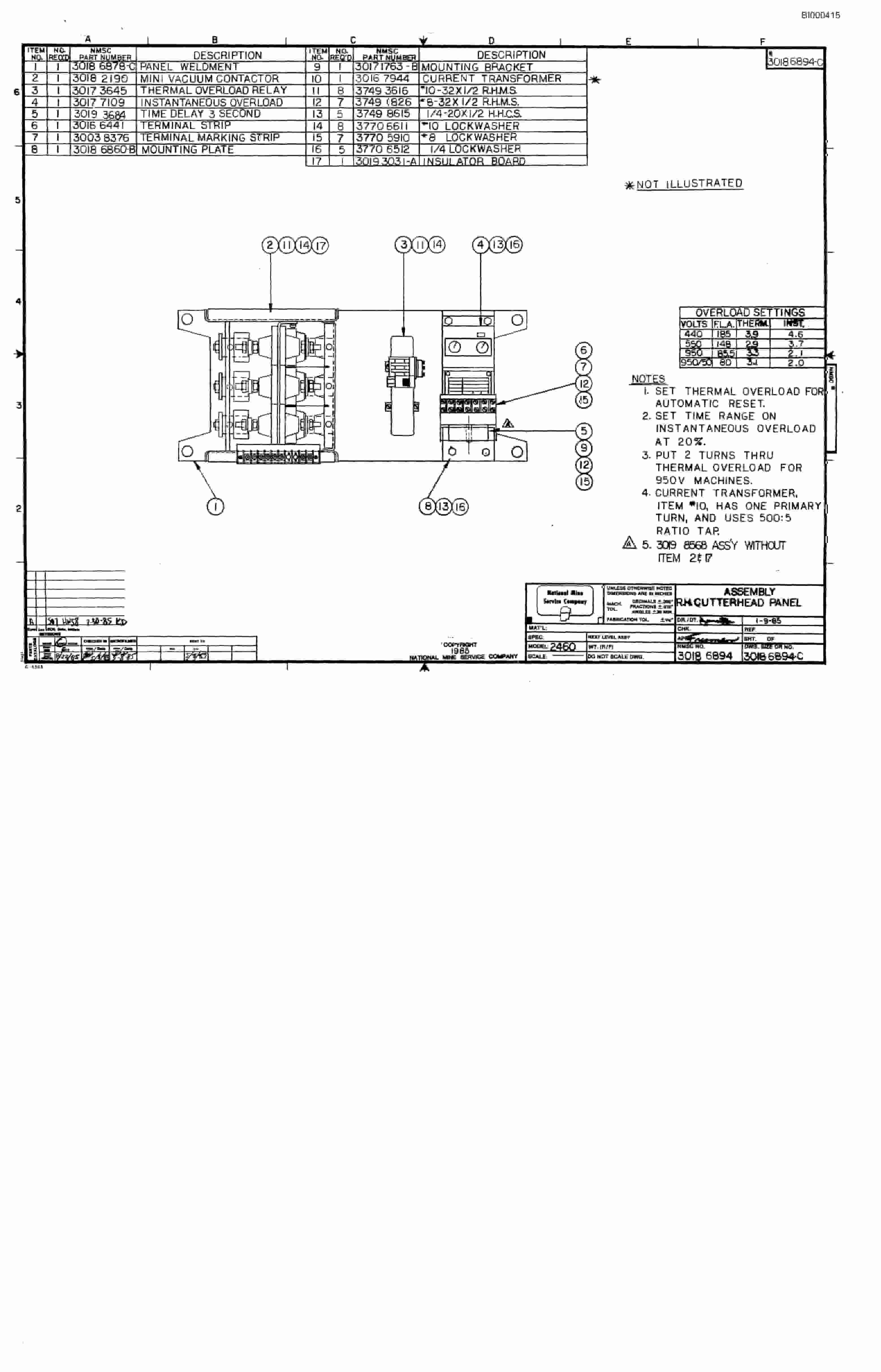 Bucyrus 2460-2 Drum Miner Parts Catalog BI000415-5