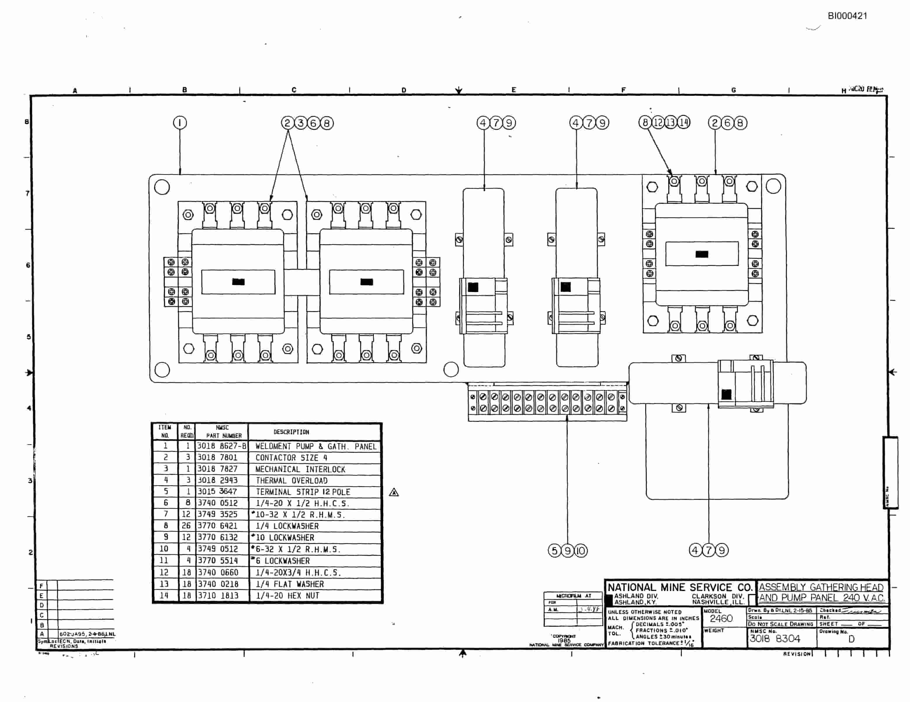 Bucyrus 2460-2 Drum Miner Parts Catalog BI000421-3