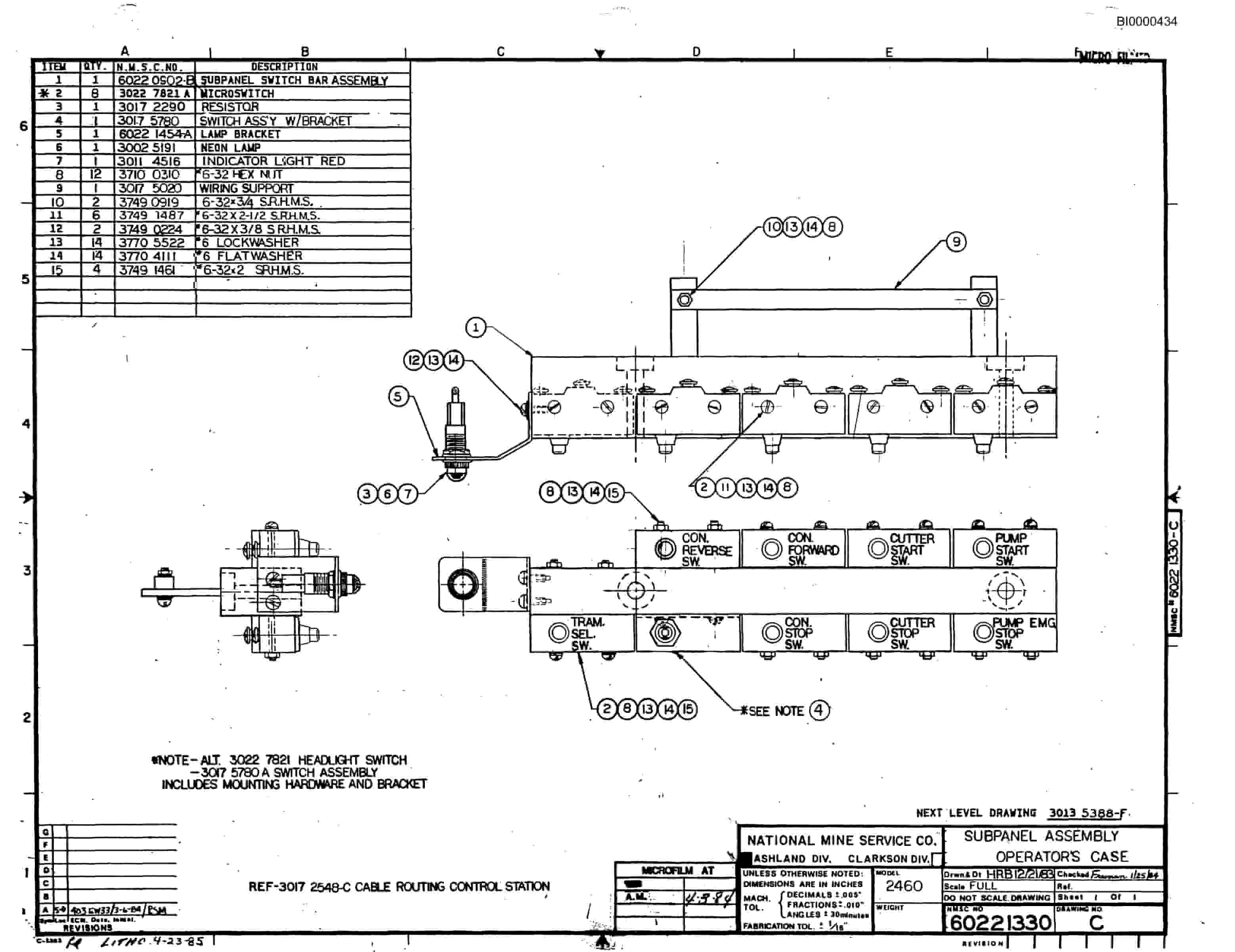 Bucyrus 2460-2 Drum Miner Parts Catalog BI000434-4