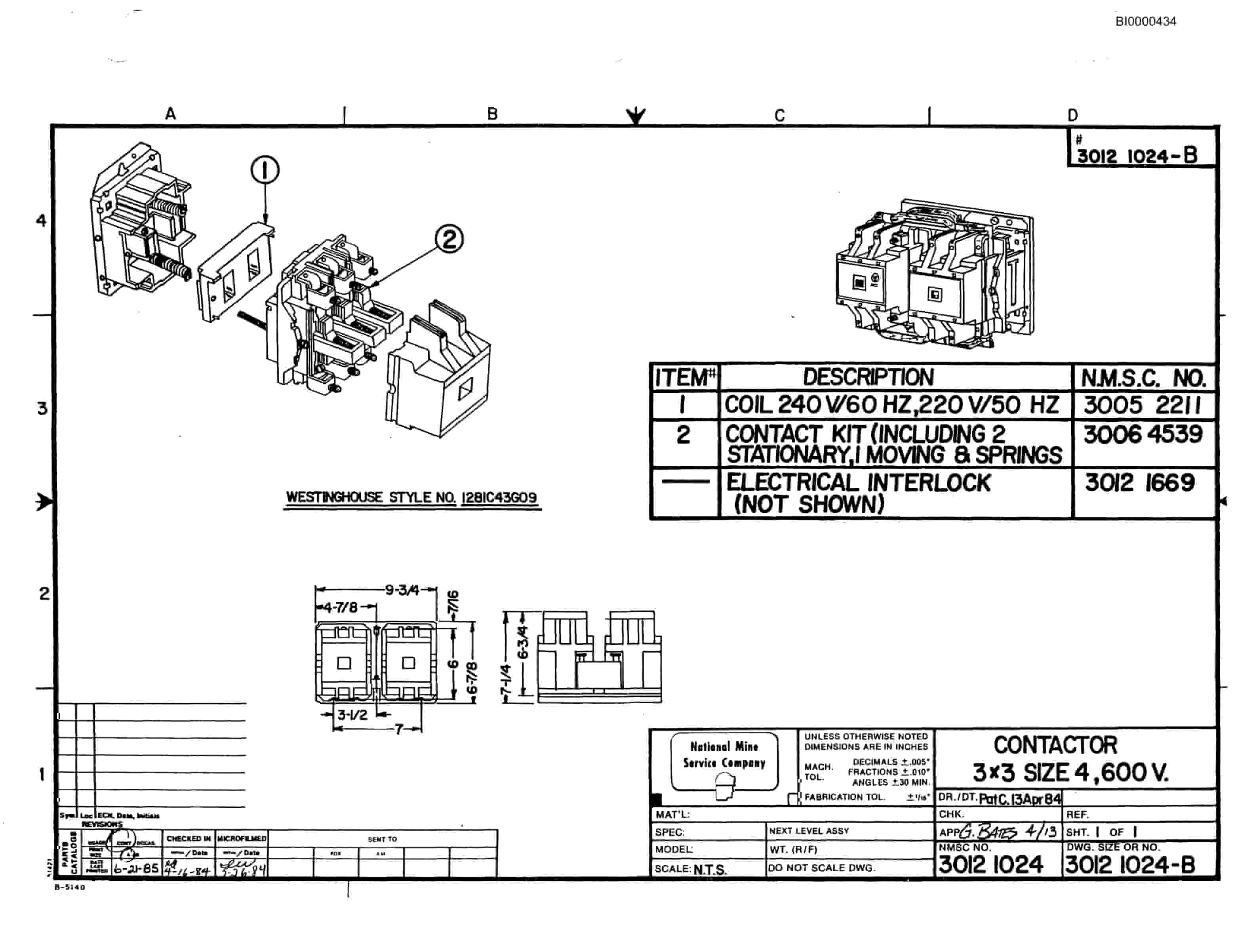 Bucyrus 2460-2 Drum Miner Parts Catalog BI000434-5