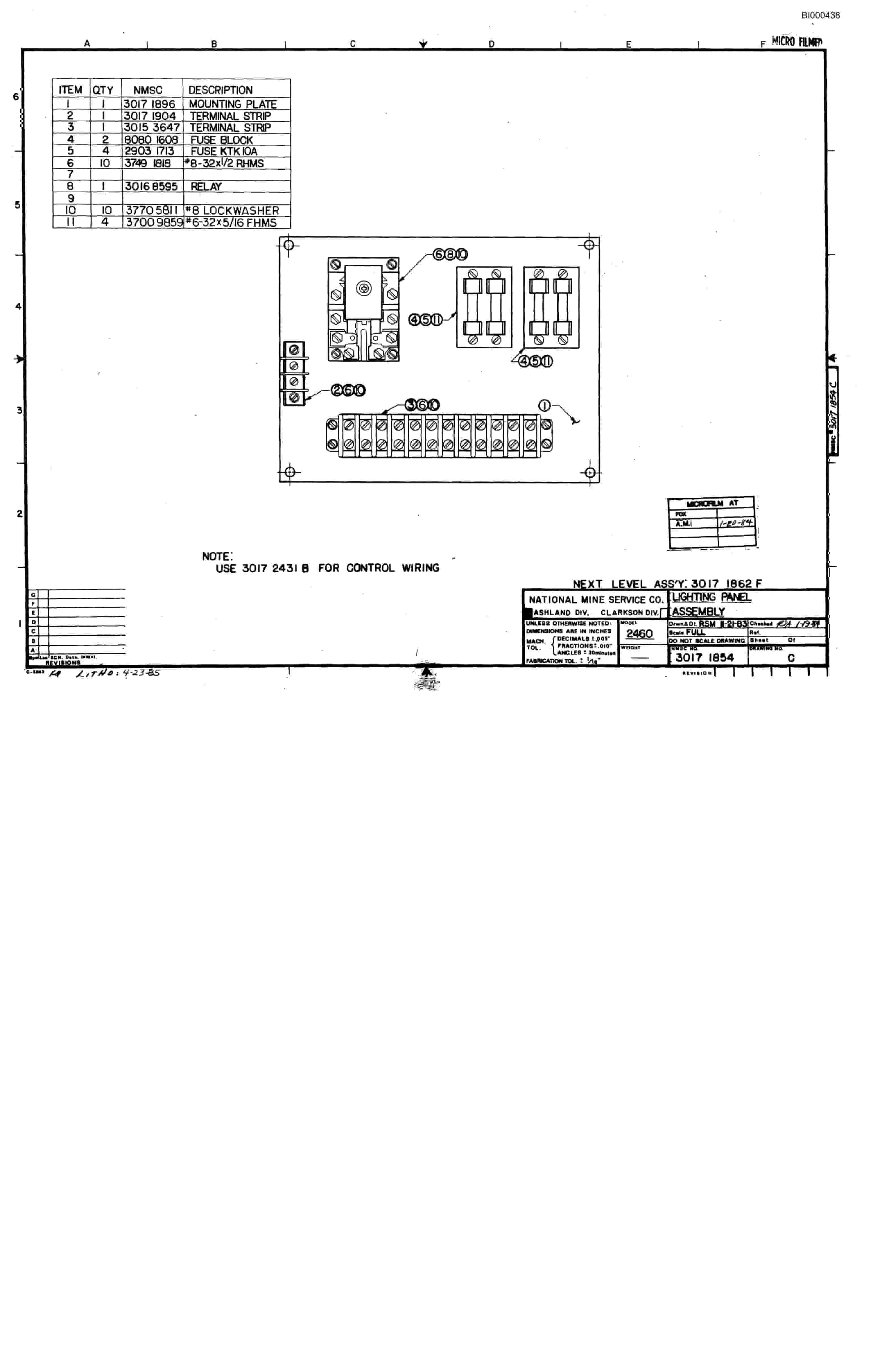 Bucyrus 2460-2 Drum Miner Parts Catalog BI000438-3