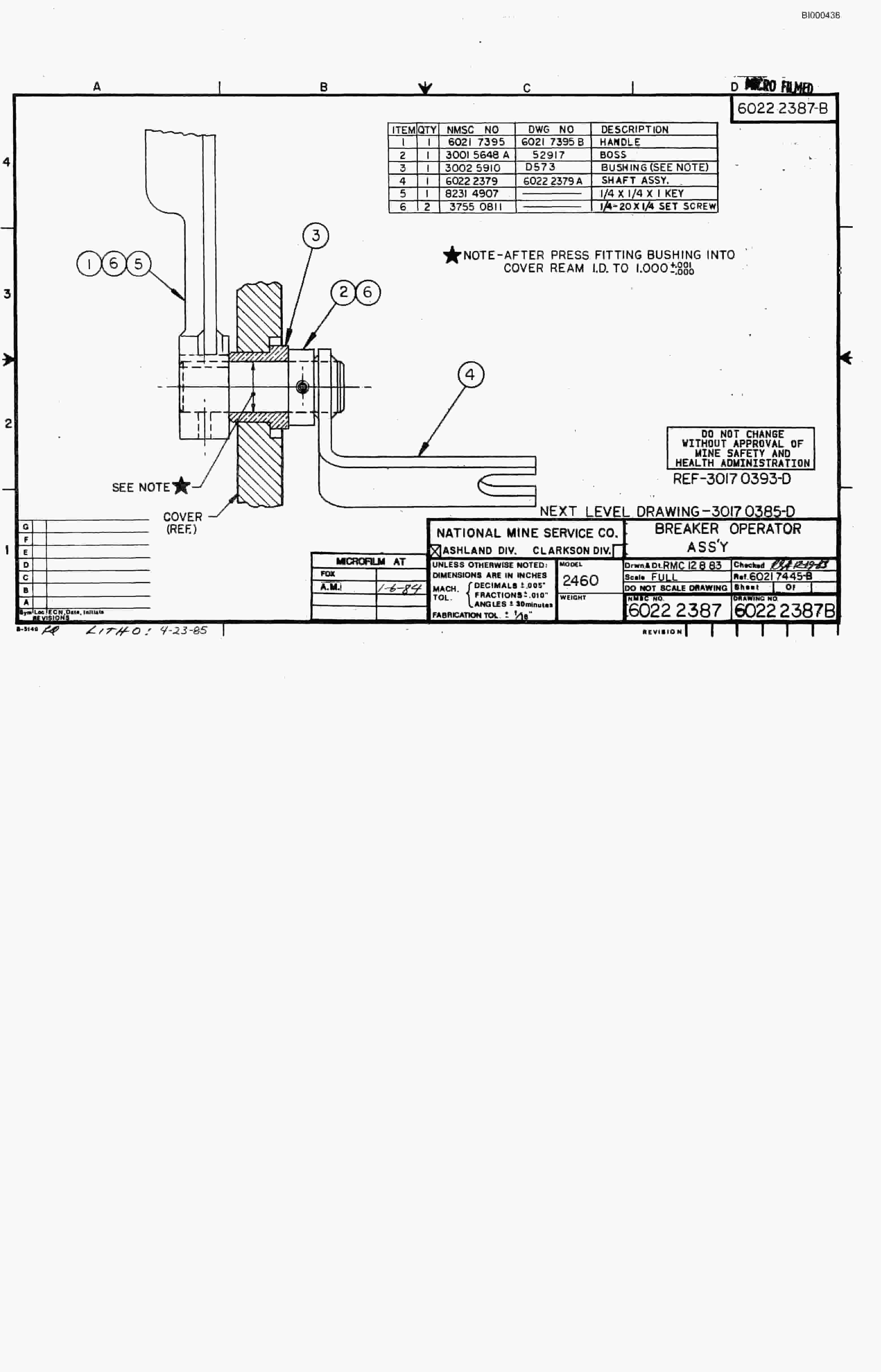Bucyrus 2460-2 Drum Miner Parts Catalog BI000438-4
