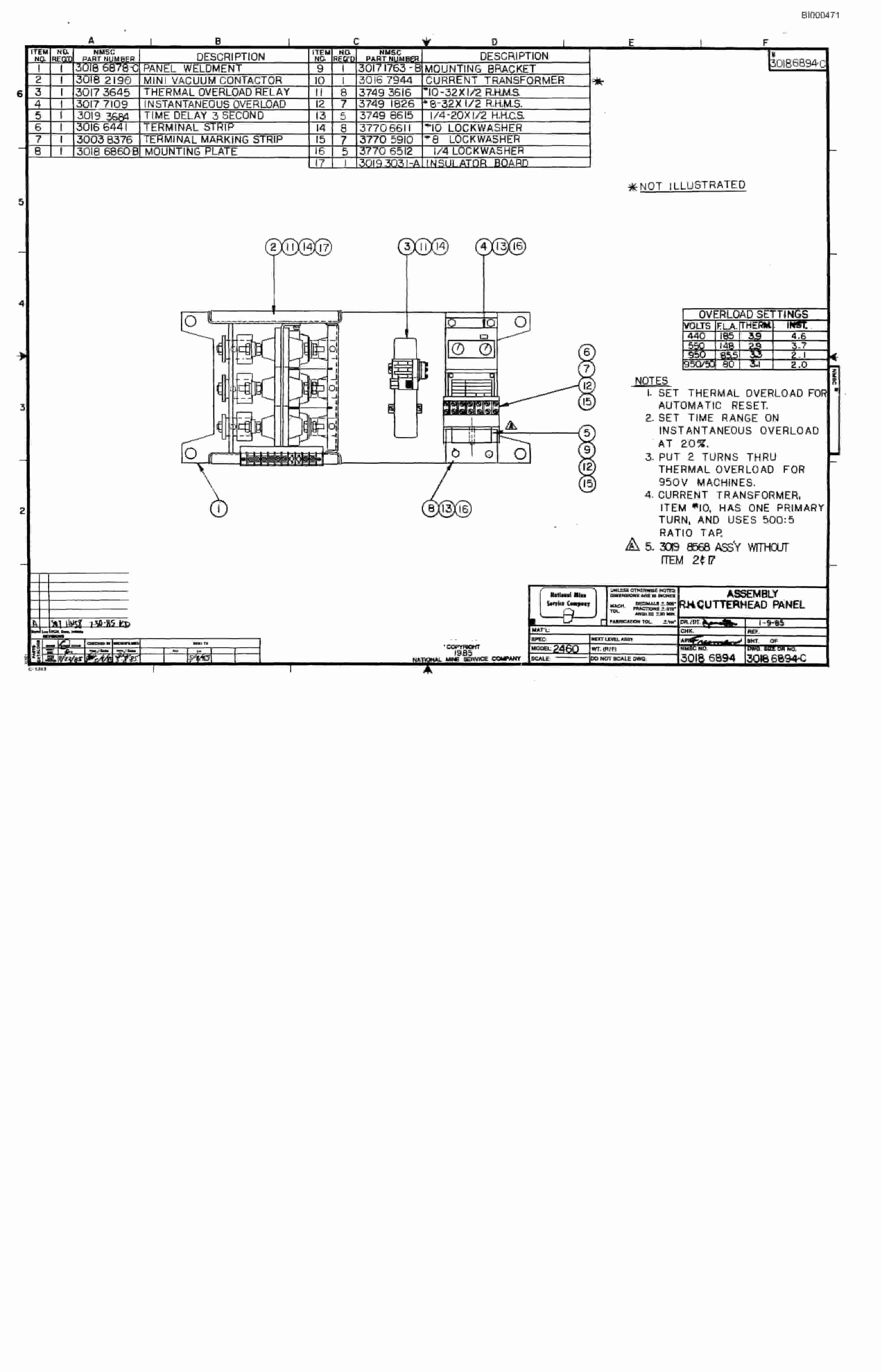 Bucyrus 2460-2 Drum Miner Parts Catalog BI000471-5