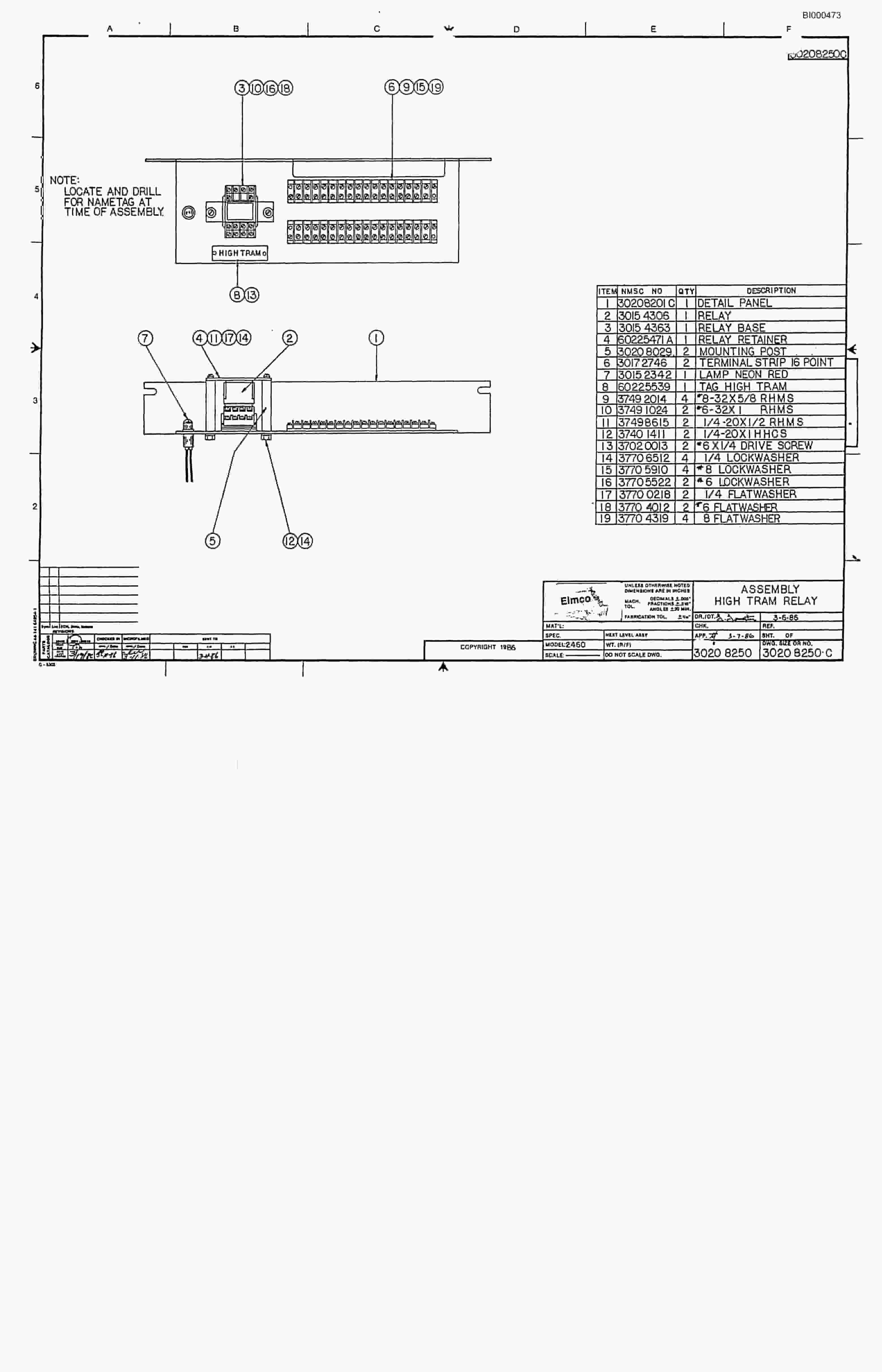 Bucyrus 2460-2 Drum Miner Parts Catalog BI000473-5