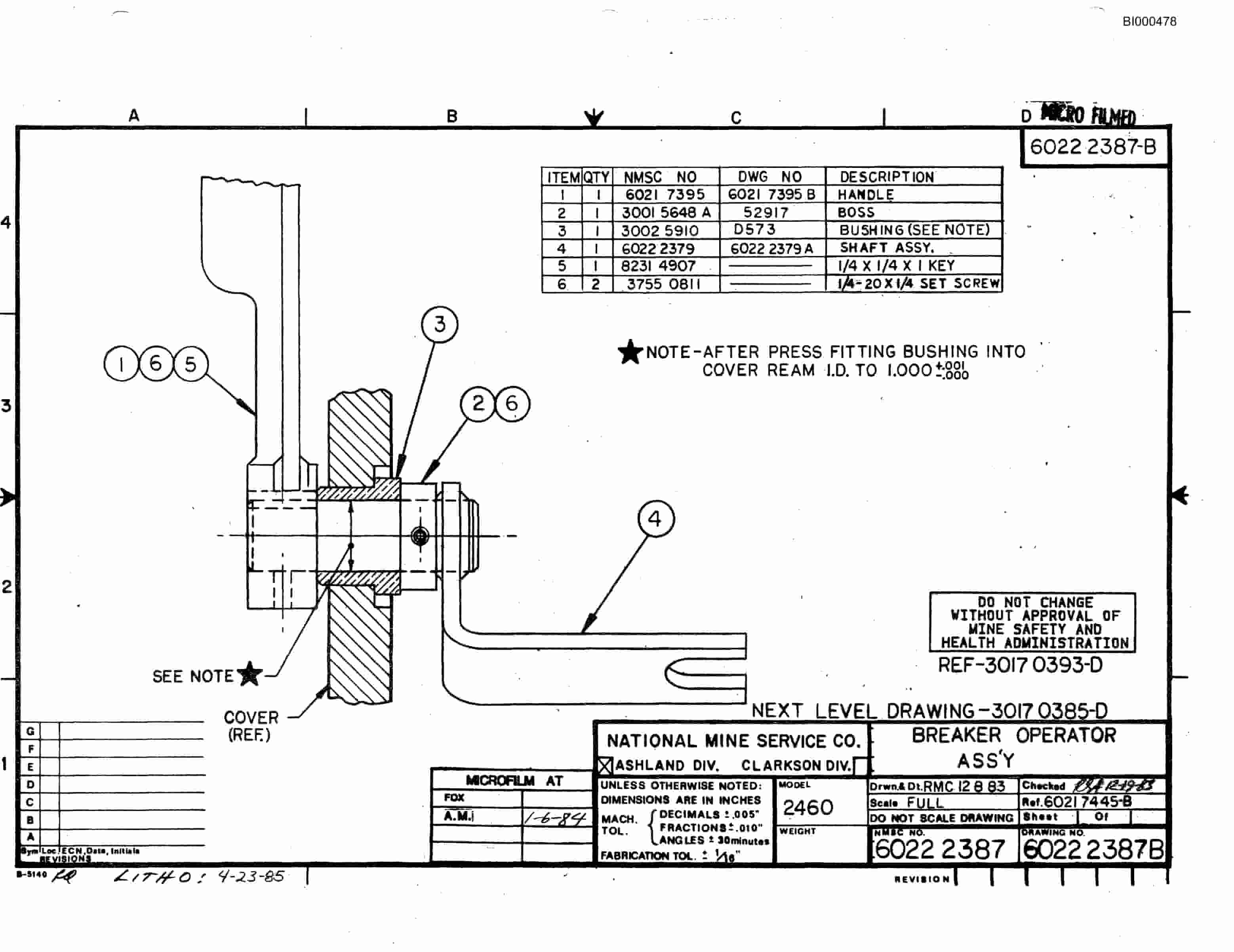 Bucyrus 2460-2 Drum Miner Parts Catalog BI000478-4