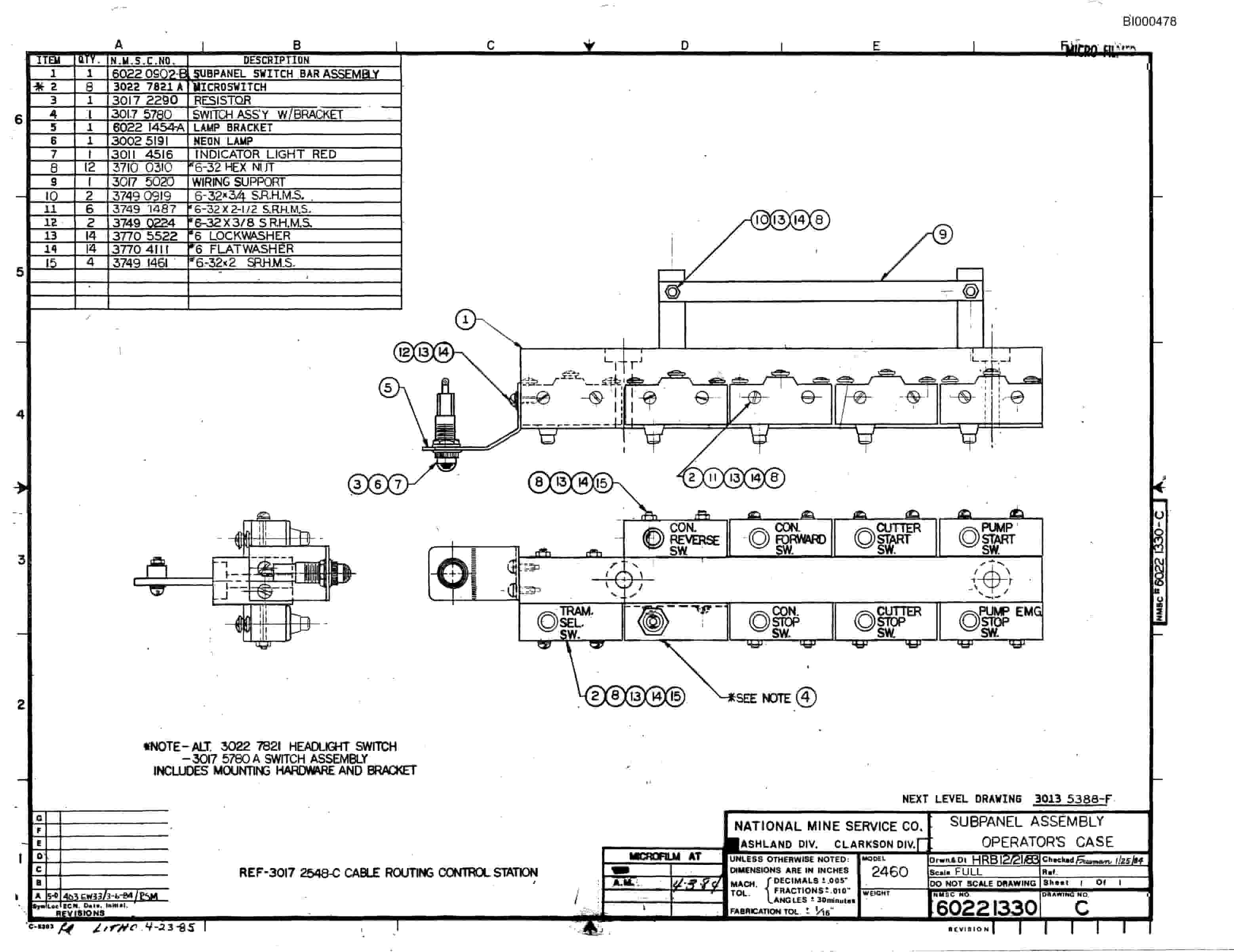 Bucyrus 2460-2 Drum Miner Parts Catalog BI000478-5