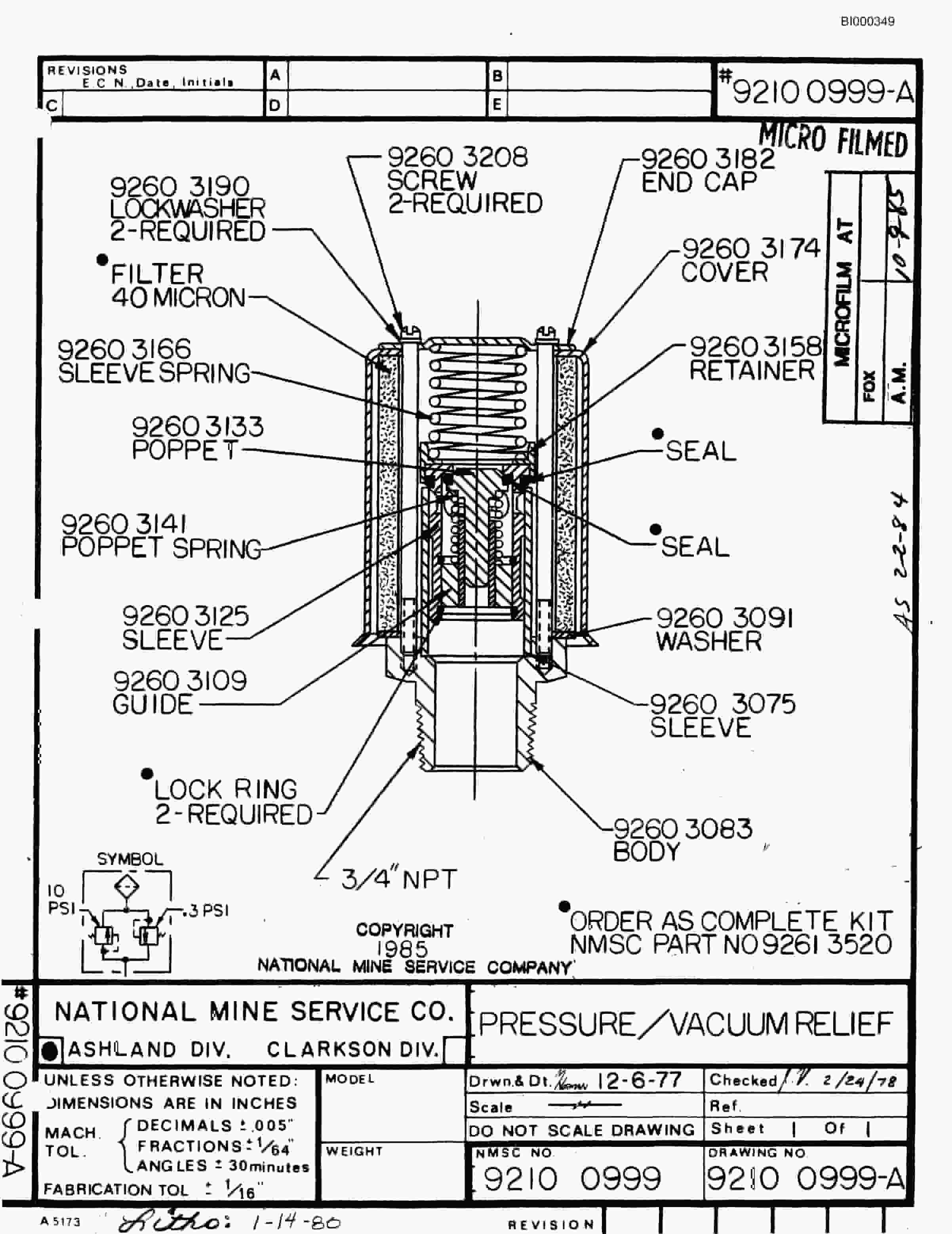 Bucyrus 2460-2 Miner Parts Catalog BI000349-2