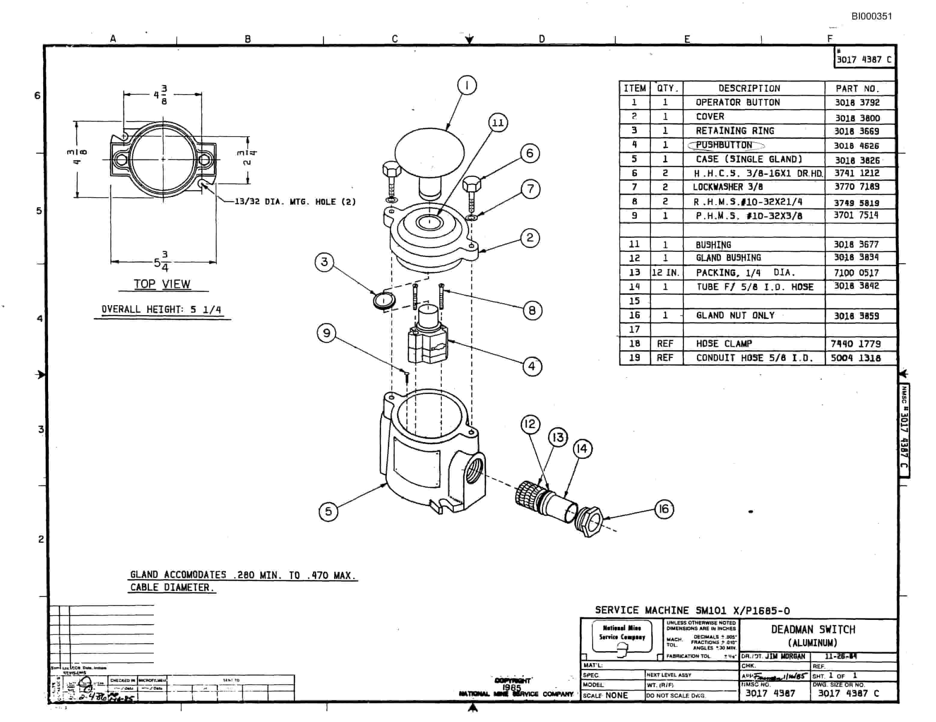 Bucyrus 2460-2 Miner Parts Catalog BI000351-4