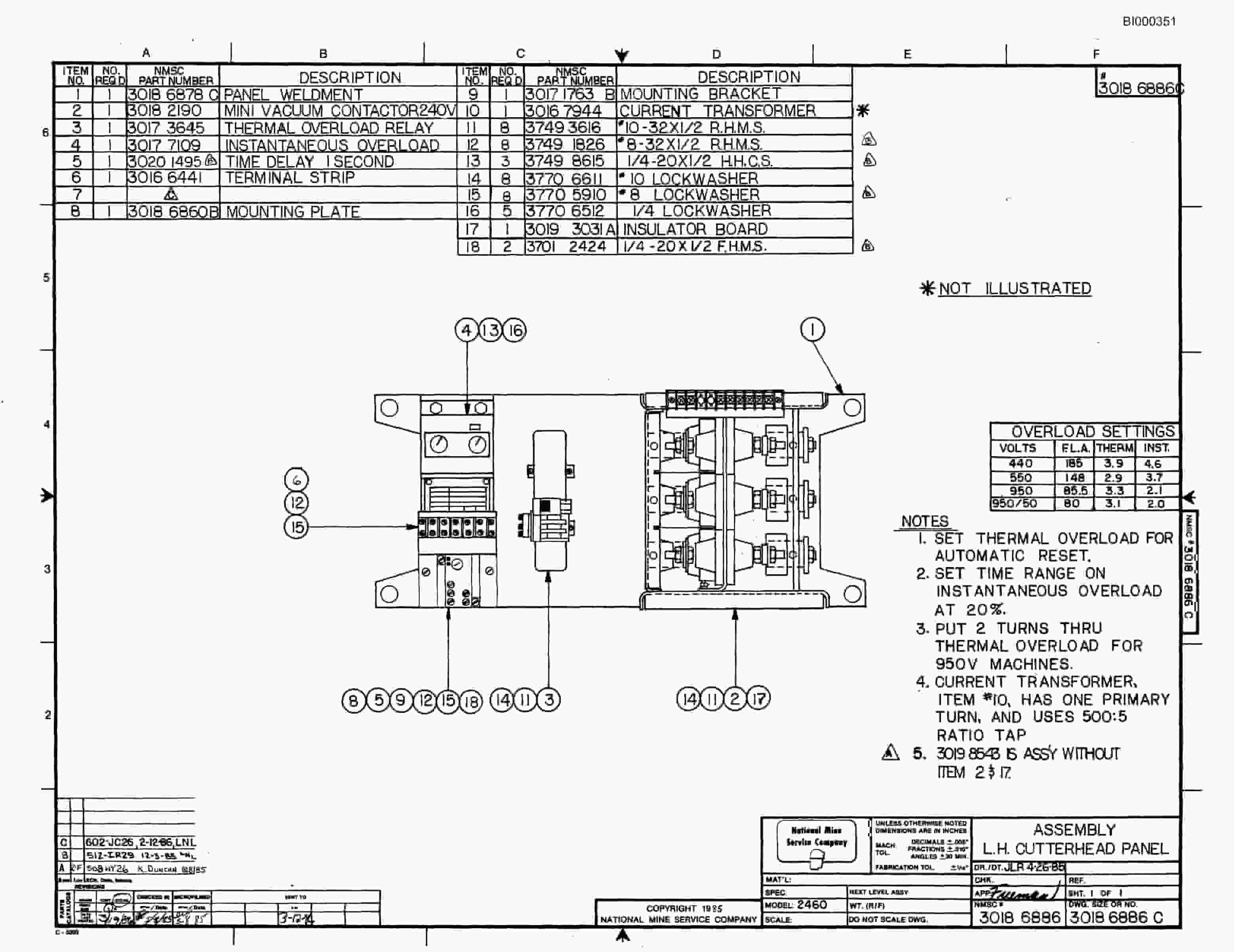 Bucyrus 2460-2 Miner Parts Catalog BI000351-5