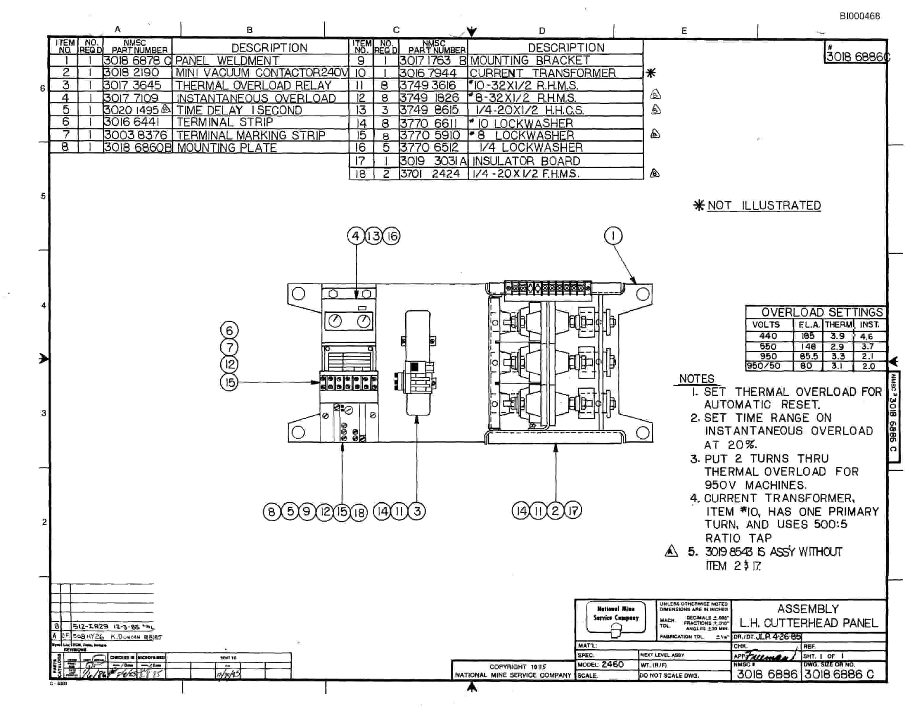 Bucyrus 2460-2 Miner Parts Catalog BI000468-5